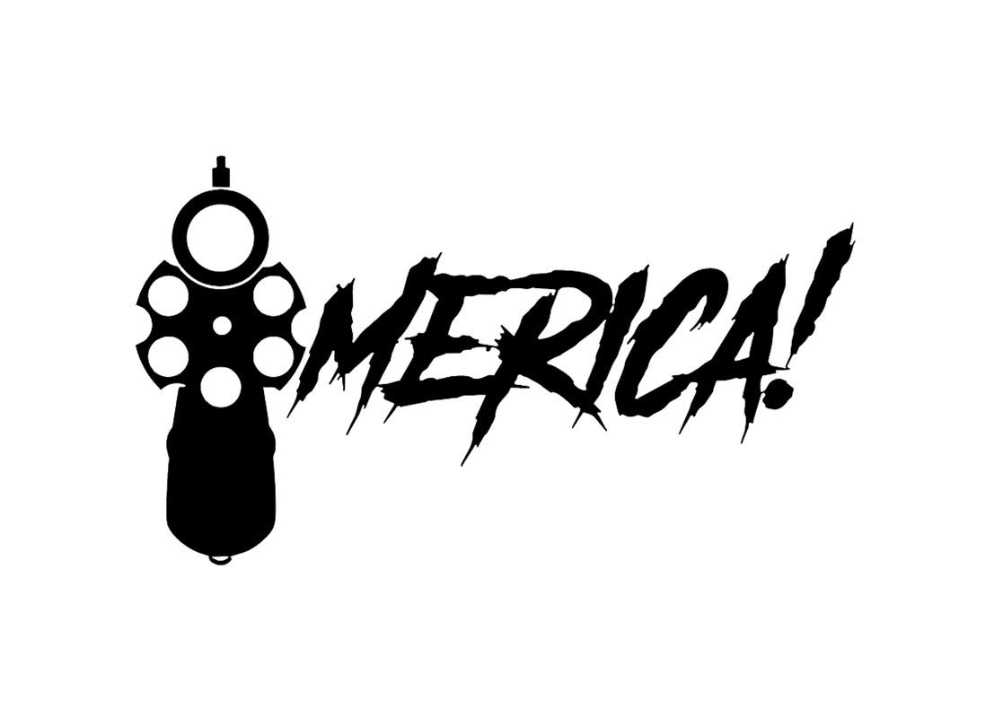 Merica Gun LLI Vinyl Decal Sticker - 7.5 x 4.3 Inch Black Car Truck Van Wall Laptop Decal - Patriotic American Decor for Vehicles, Home & Office - Perfect for Bumpers, Windows, Notebooks & DIY Projects