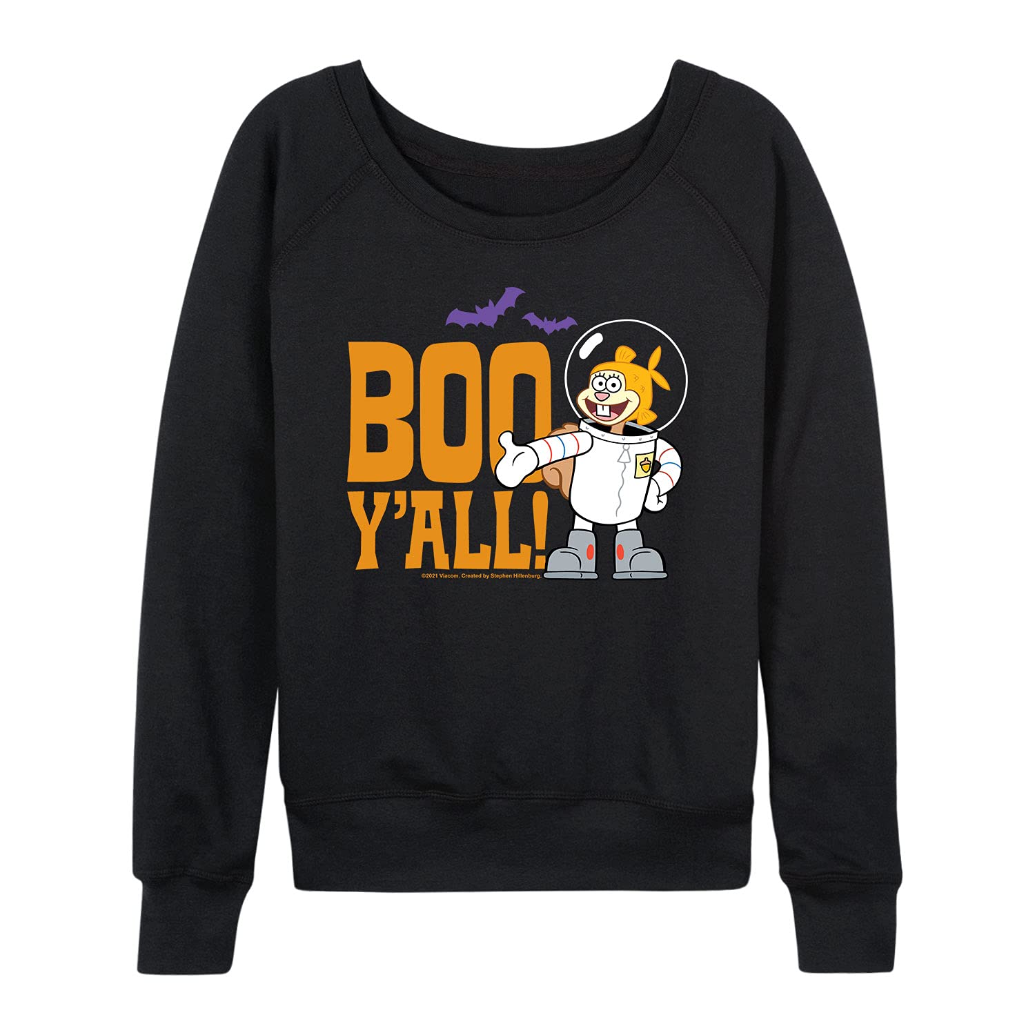 HYBRID APPAREL Women's SpongeBob SquarePants Sandy Boo Y'all Lightweight French Terry Pullover Hoodie - Soft Lounge Wear for Casual Outings & Cartoon Fan Gifts