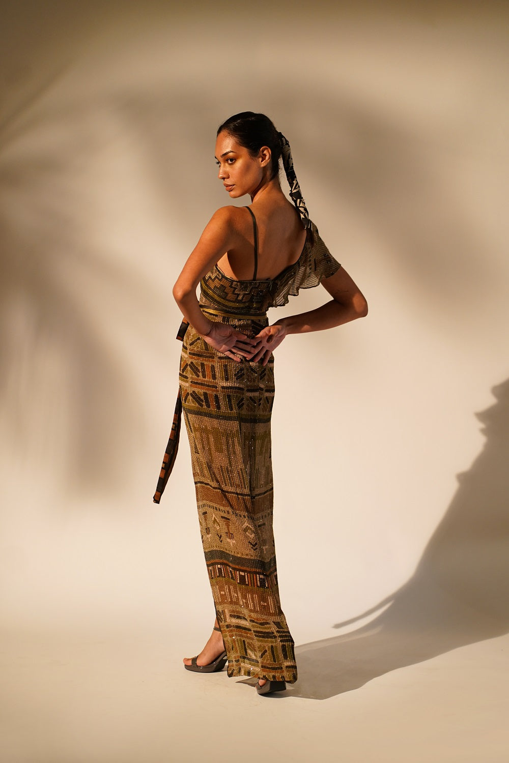 Stylish Green Aztec Print Drape Dress for Women | Boho Chic Maxi Dress | Perfect for Festivals, Vacations & Summer Outfits
