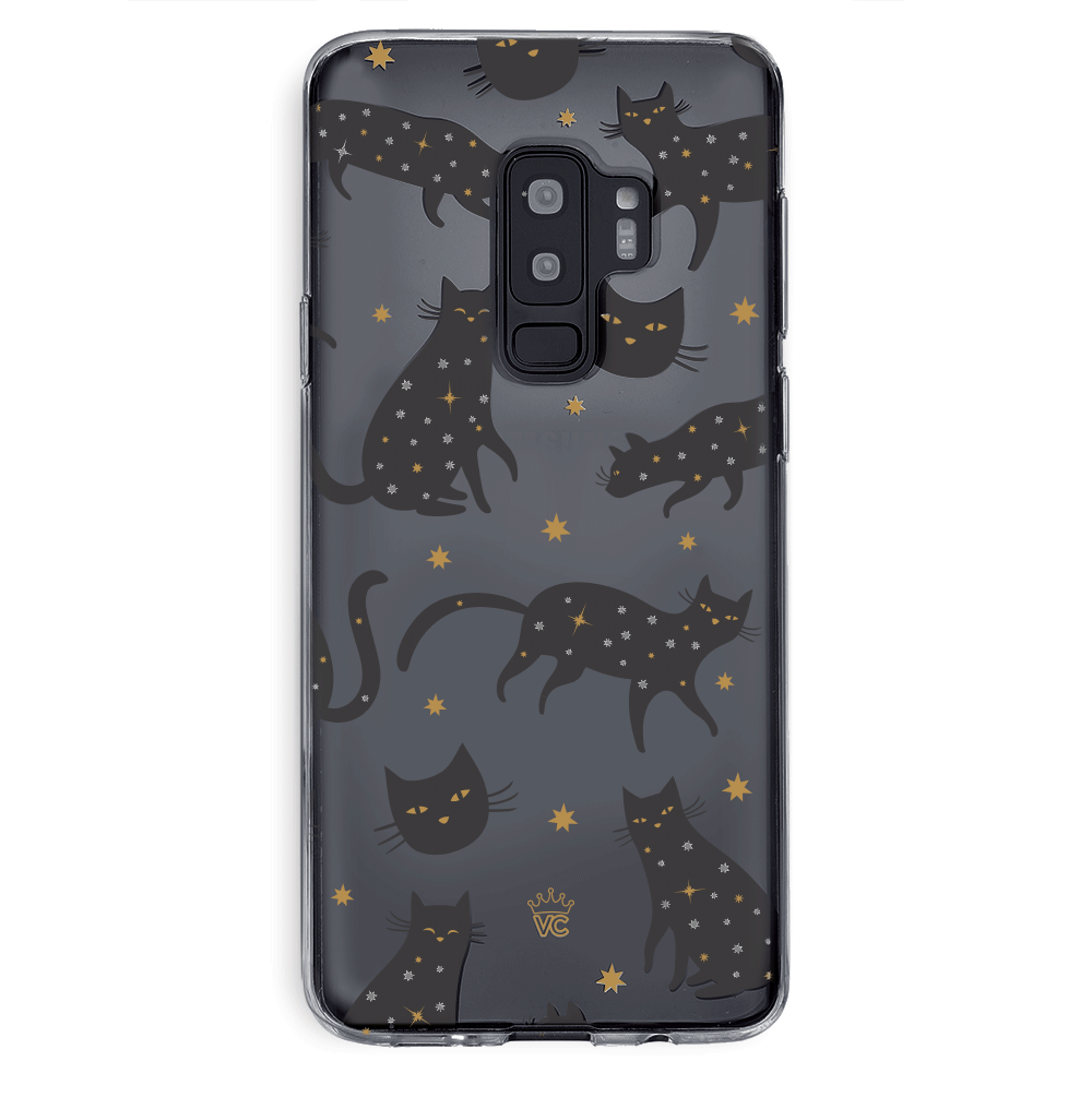 Black Cat Clear Samsung Galaxy Case - Slim Protective Phone Cover for Galaxy S21/S22/S23 - Perfect for Everyday Use & Gift Giving