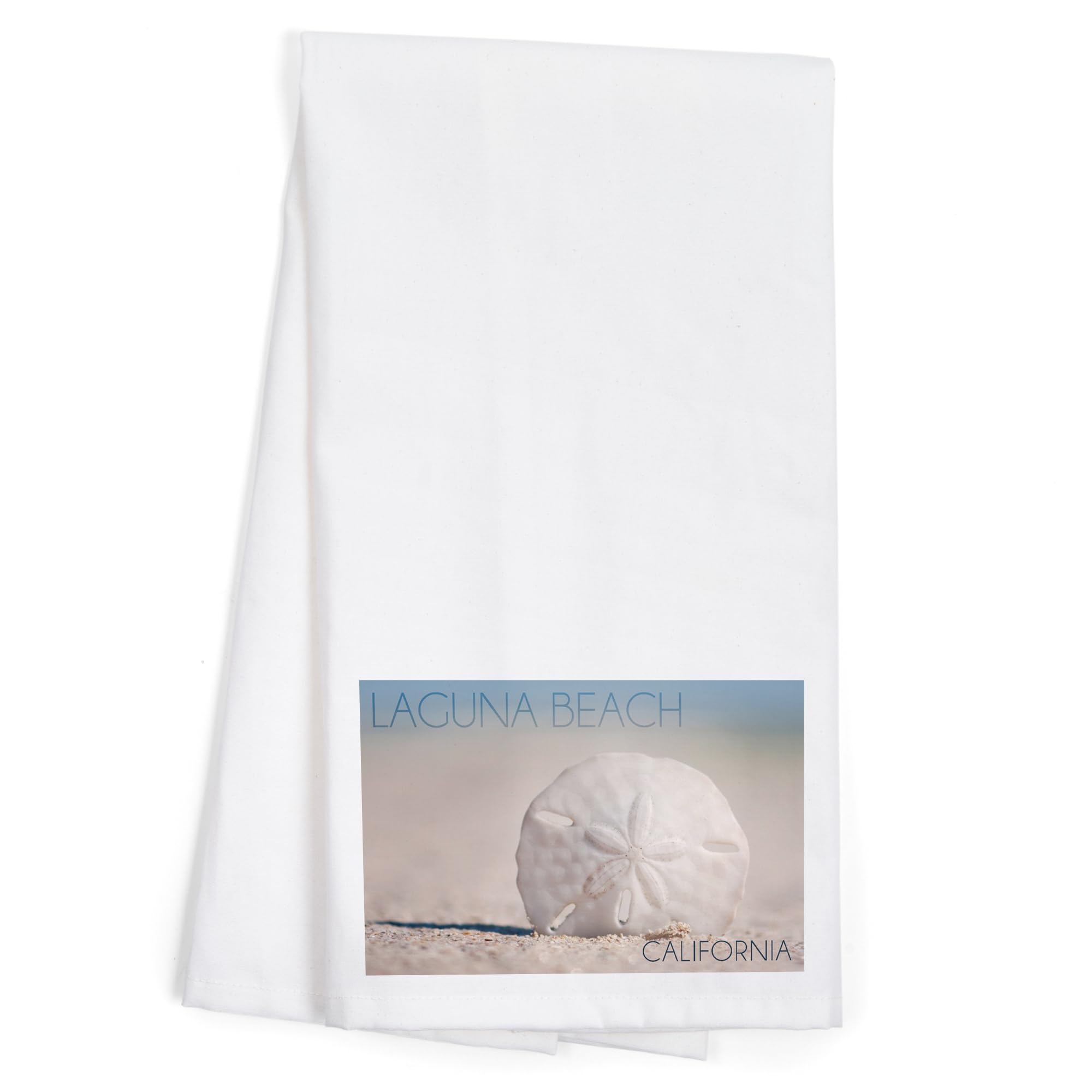 Laguna Beach California Sand Dollar Beach 100% Cotton Tea Towel - Decorative Hand Towel for Kitchen, Bathroom, and Coastal Home Decor