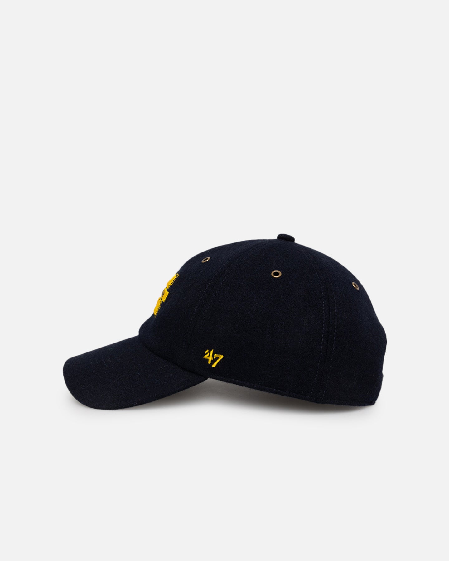 47 Brand Michigan Wolverines Wooly Clean Up Strapback Hat - Navy Blue Adjustable Baseball Cap for Men & Women - Perfect for Game Day, Tailgating, and College Fan Gear