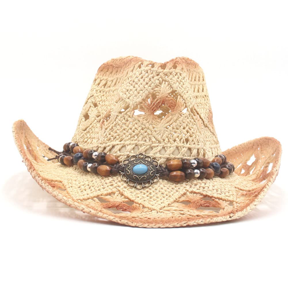 NXqilixiang Western Cowboy Hat for Men & Women - Woven Straw Cowgirl Hat with Wide Brim - Perfect for Rodeo, Country Music Festivals, Beach Outings and Outdoor Adventures