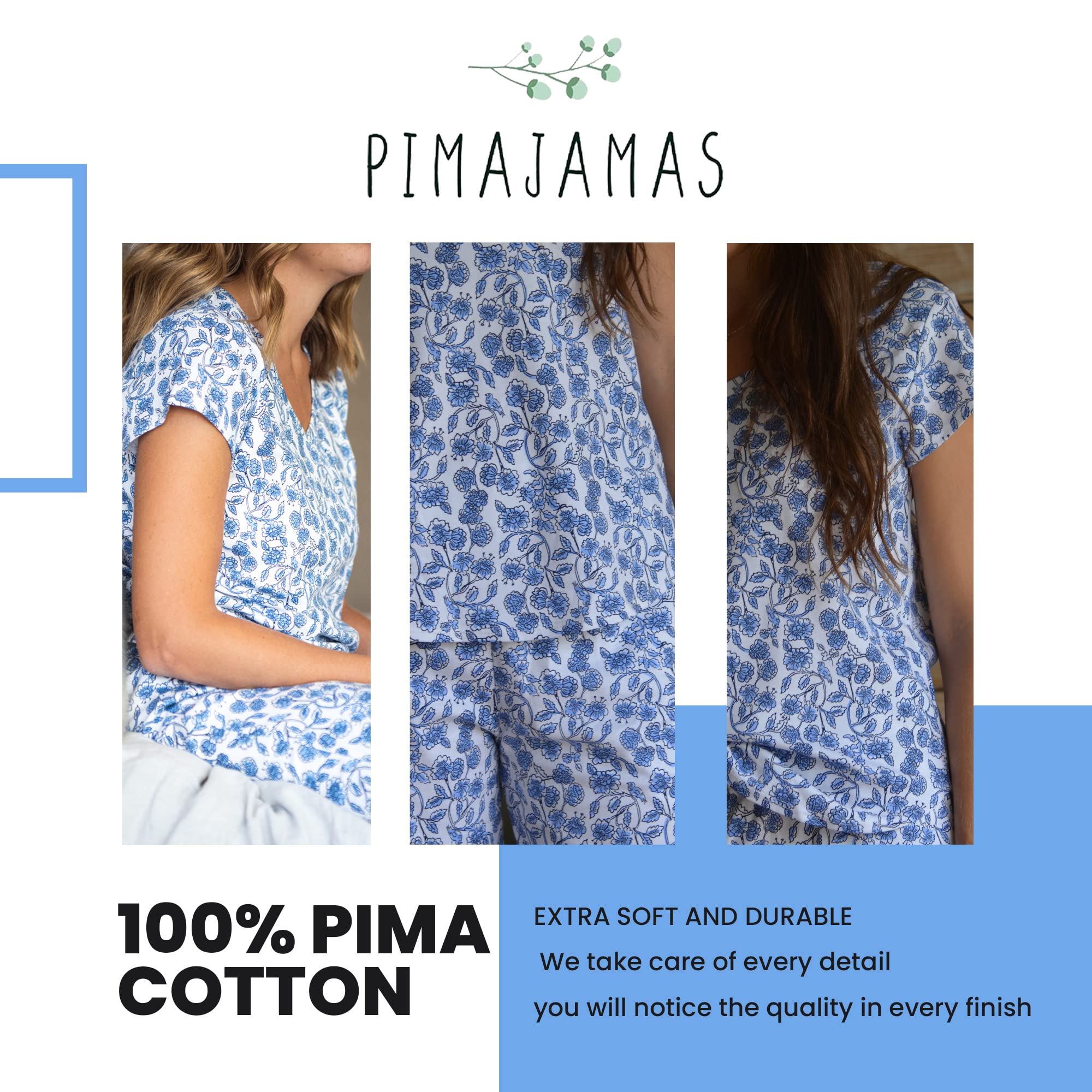 Women's Pajama Sets - 100% Peruvian Pima Cotton Ultra Soft Sleepwear & Loungewear - Valentine's Day Gift for Her - Perfect for Relaxing at Home, Spa Days & Cozy Nights