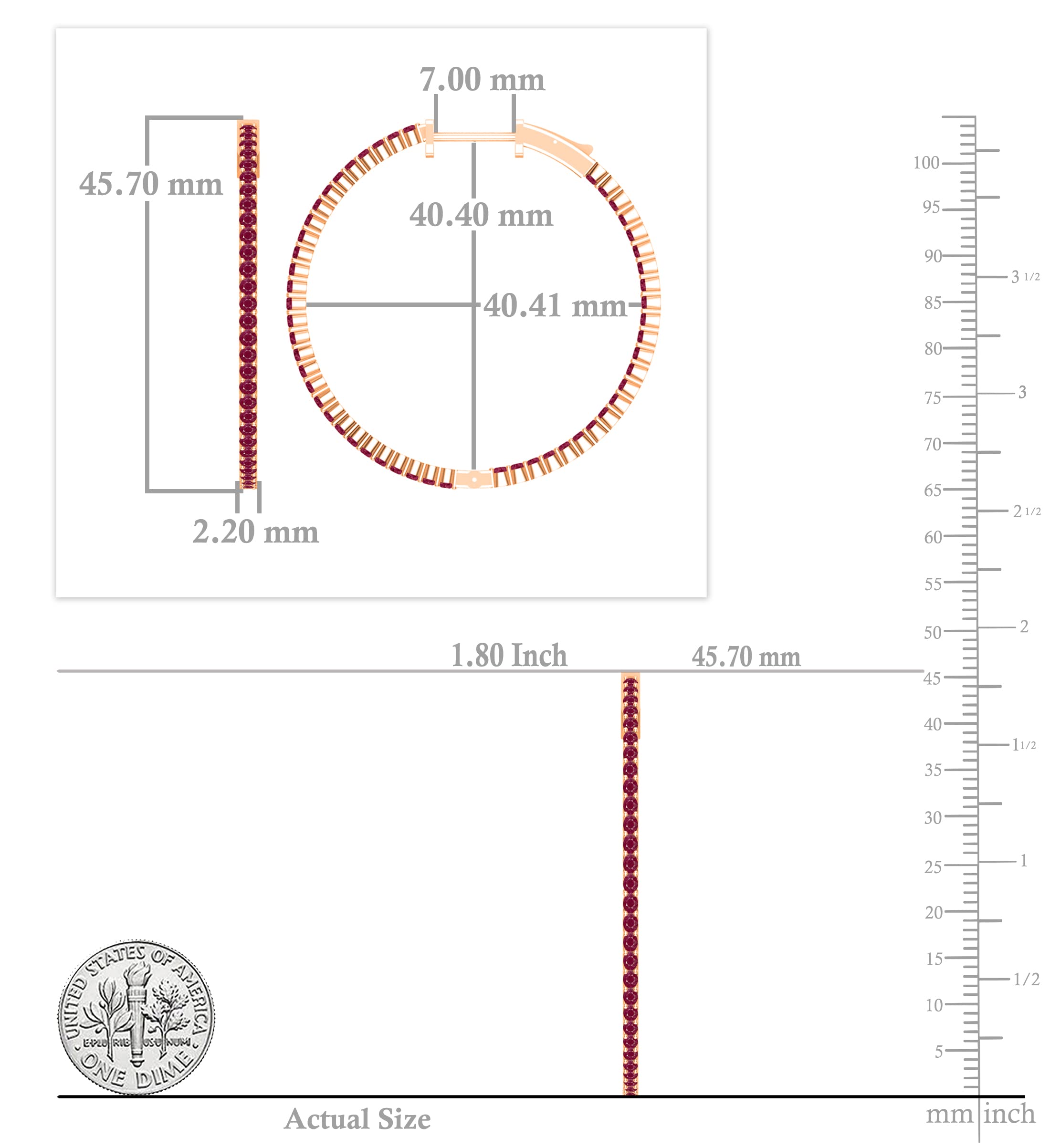 Dazzlingrock Collection Round Gemstone & Diamond Hinged Hoop Earrings for Women - Solid Gold Inside-Out Design | Perfect for Everyday Wear, Parties & Gifts