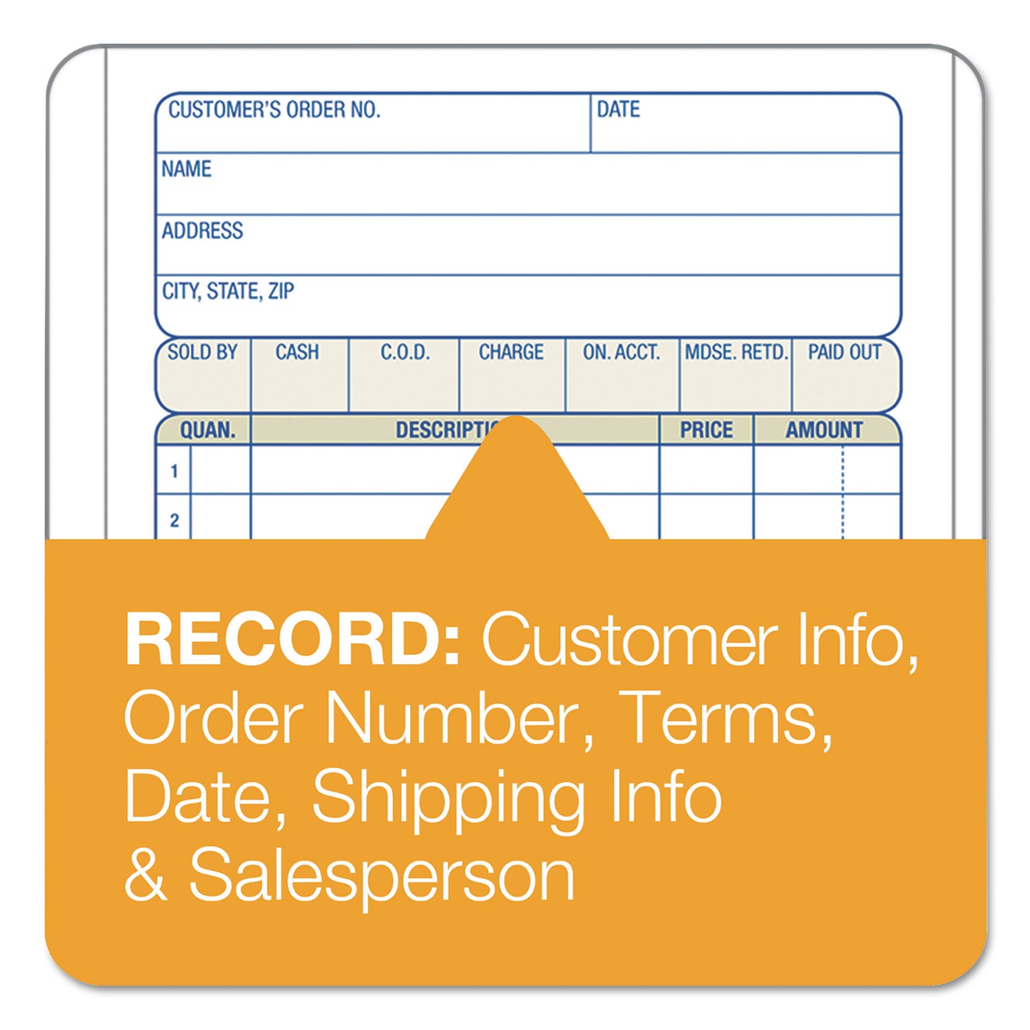 Adams® Multipart Sales Order Pad - 3-Part Carbonless Forms, 3.25