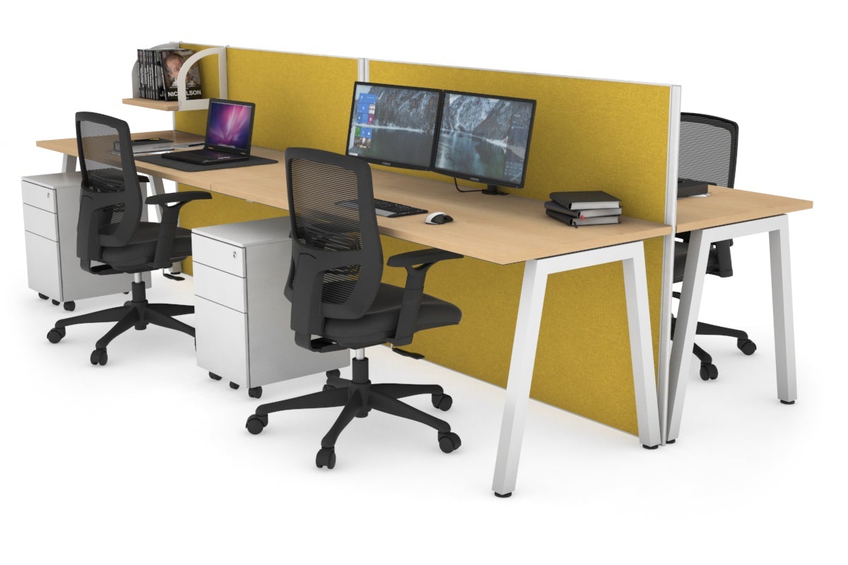 Horizon Quadro 4-Person Office Workstation Bench with A-Legs - 1200L x 700W Dimensions - Perfect for Collaborative Workspaces, Conference Rooms & Open Office Layouts