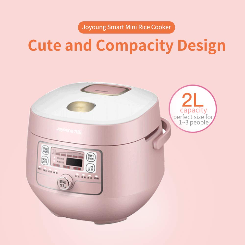 Smart Rice Cooker 2L Mini Multi-Use with Timer - Perfect for Cooking Rice, Soups, Stew & More | Compact Pink Electric Pot for Small Kitchens, Dorms & Office Use
