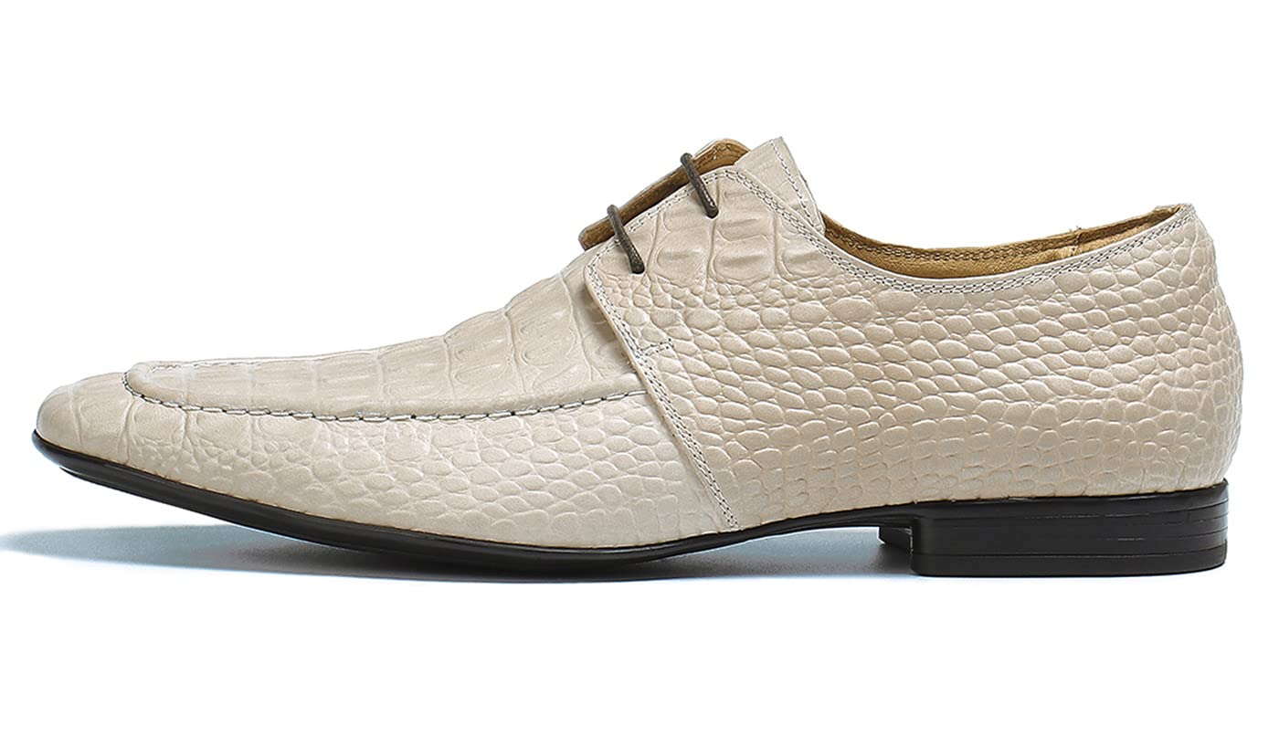 Men's Formal Dress Shoes - Modern Lace-Up Oxford Shoes for Business & Wedding - Ivory - Perfect for Office, Interviews & Special Occasions