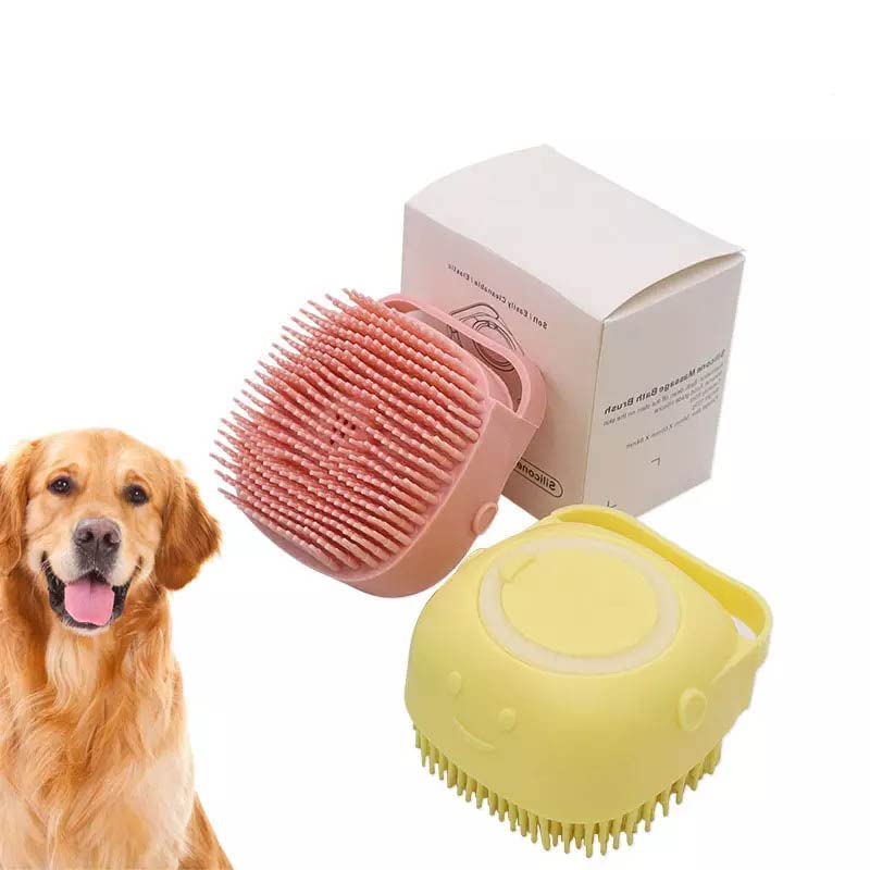Premium Silicone Pet Grooming Brush for Dogs & Cats - Gentle Massage & Hair Removal Tool for Short & Long Hair Pets - Perfect for Bath Time & Daily Brushing (Pink) - Great for Shedding Control & Coat Shine