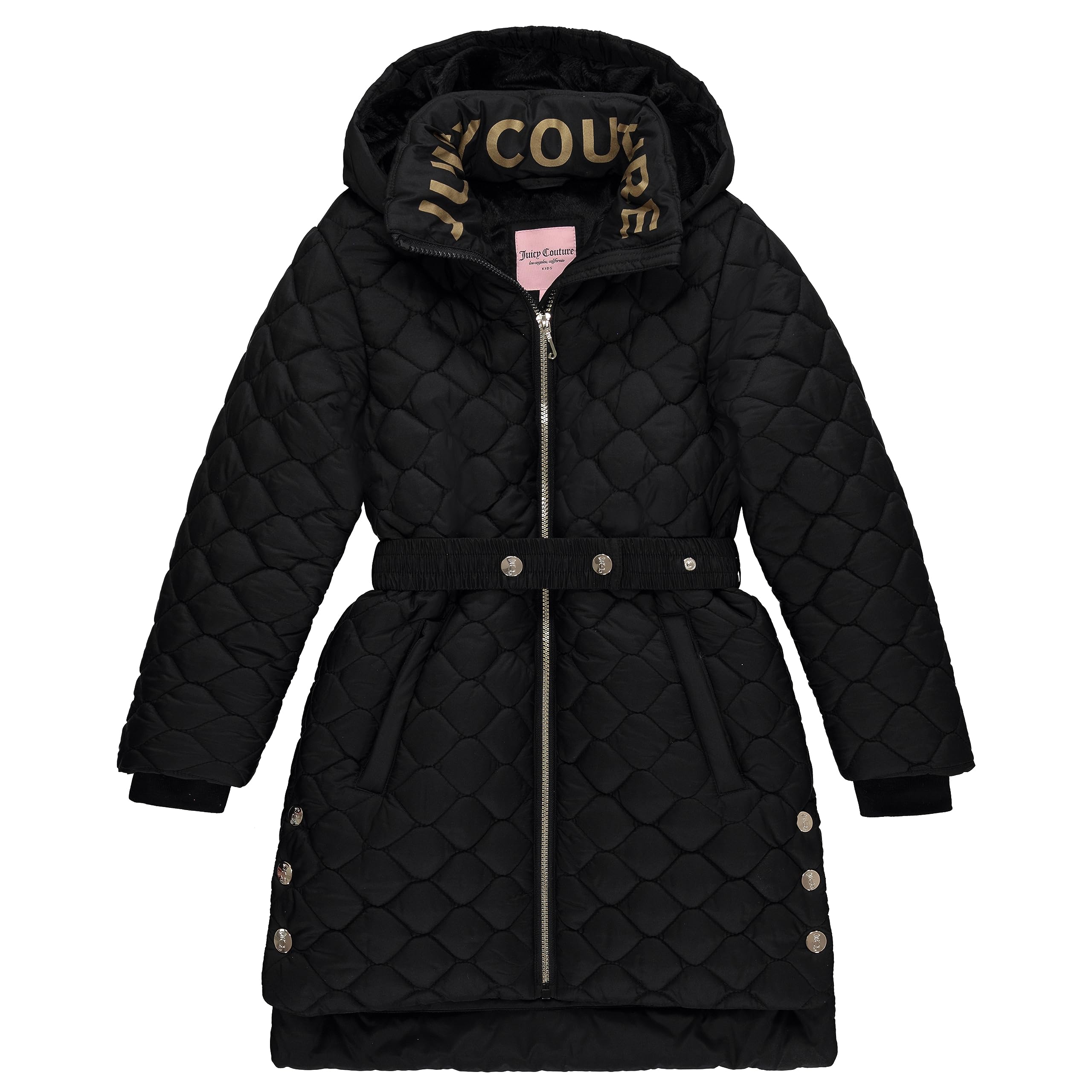 Juicy Couture Girls Puffer Jacket - Waterproof Laminated Bubble Coat with Faux Fur Hood | Warm Winter Outerwear for Kids | Perfect for School, Playdates & Outdoor Adventures