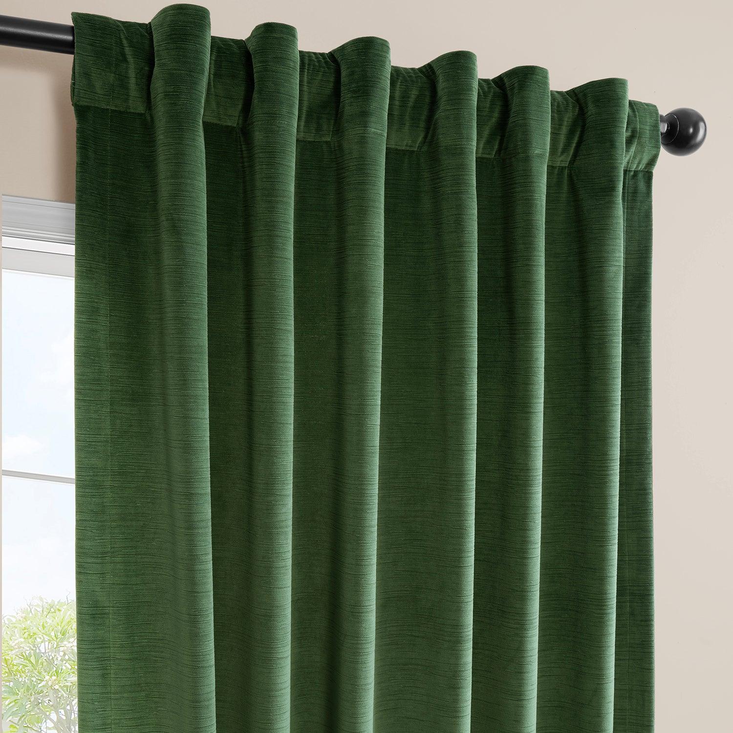 Green Ravello Burnout Velvet Blackout Curtains for Bedroom & Living Room - Thermal Insulated Window Drapes for Light Blocking and Privacy
