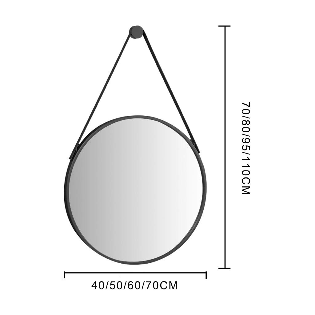 Black Metal Frame Round Wall Mounted Bathroom Mirror - 40cm to 70cm Diameter Decorative Glass Mirror for Vanity, Powder Room & Modern Home Decor