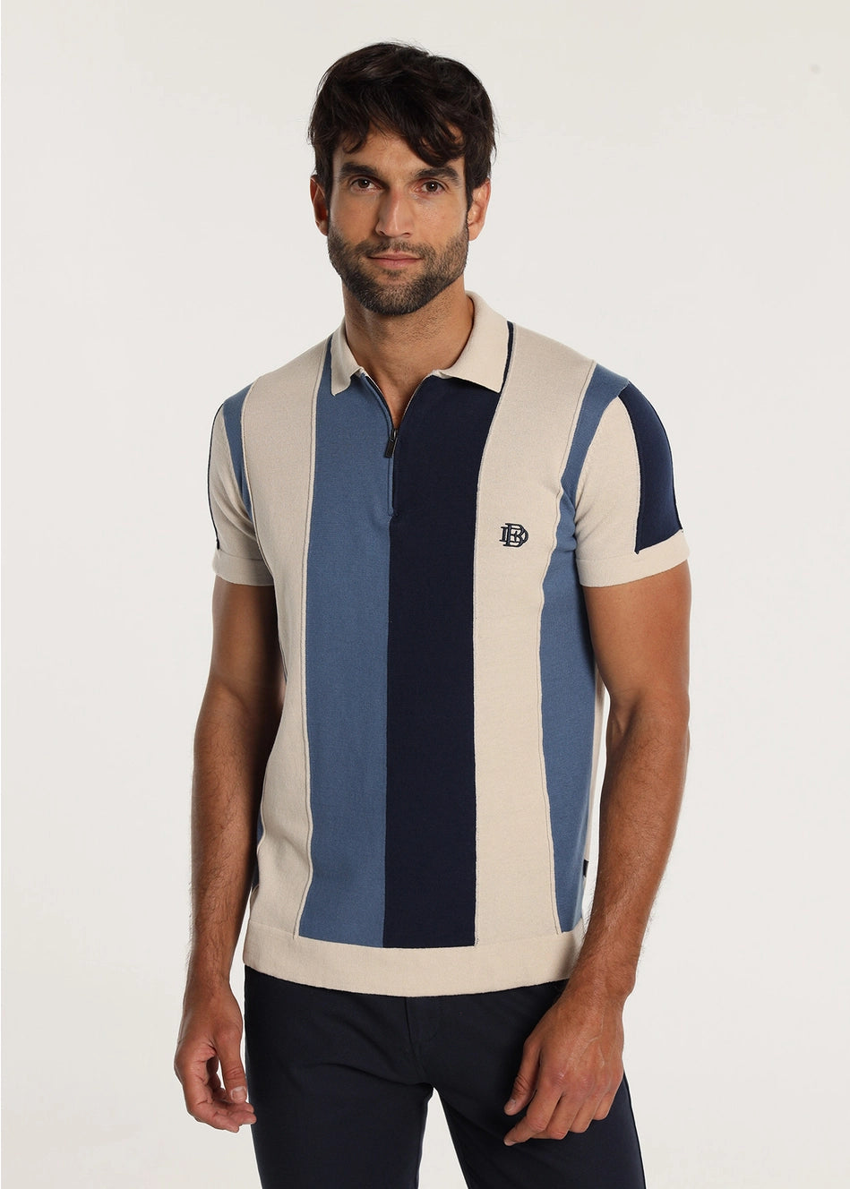 Bendorff Men's Knit Cotton Polo Shirt with Zipper - Comfortable Casual Wear for Work, Golf & Outdoor Activities