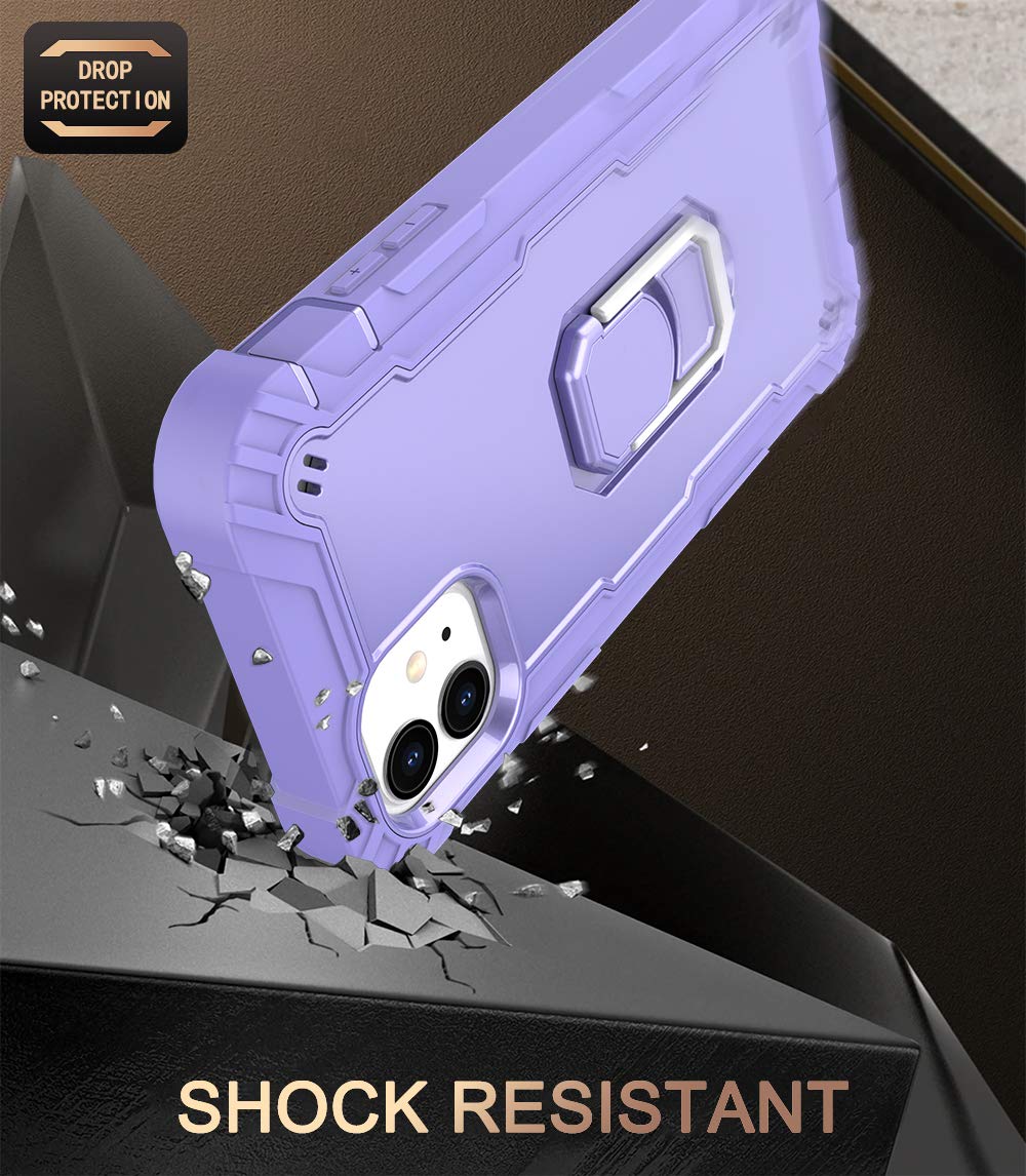 **ASUWISH Shockproof Hybrid Phone Case for iPhone 11 (6.1 Inch) with Ring Holder Stand - Heavy Duty Full Body Protection - Perfect for Women & Men (Purple) - Ideal for Outdoor, Travel & Daily Use**