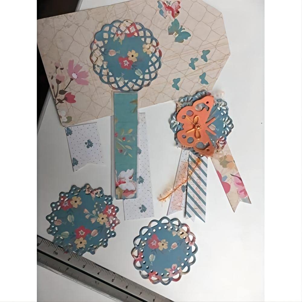 Premium Metal Die Cuts Set - 4 Unique Round Lace Flower Border Patterns for Scrapbooking, Card Making & Photo Albums | Embossing Paper Dies & Cutting Stencils | Perfect for DIY Crafts, Wedding Invitations & Home Decor Projects