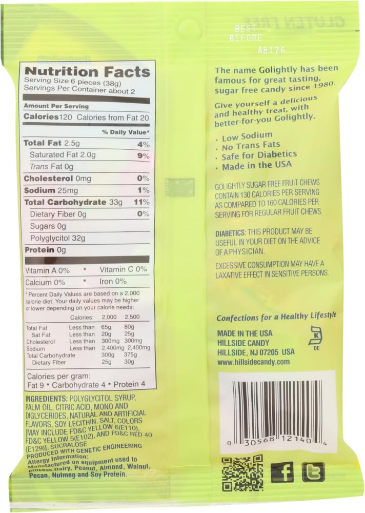 Go Lightly Candy Fruit Chews - 2.75oz Bag of Soft & Chewy Fruit Flavored Candy - Perfect for Parties, Movie Nights & On-the-Go Snacking