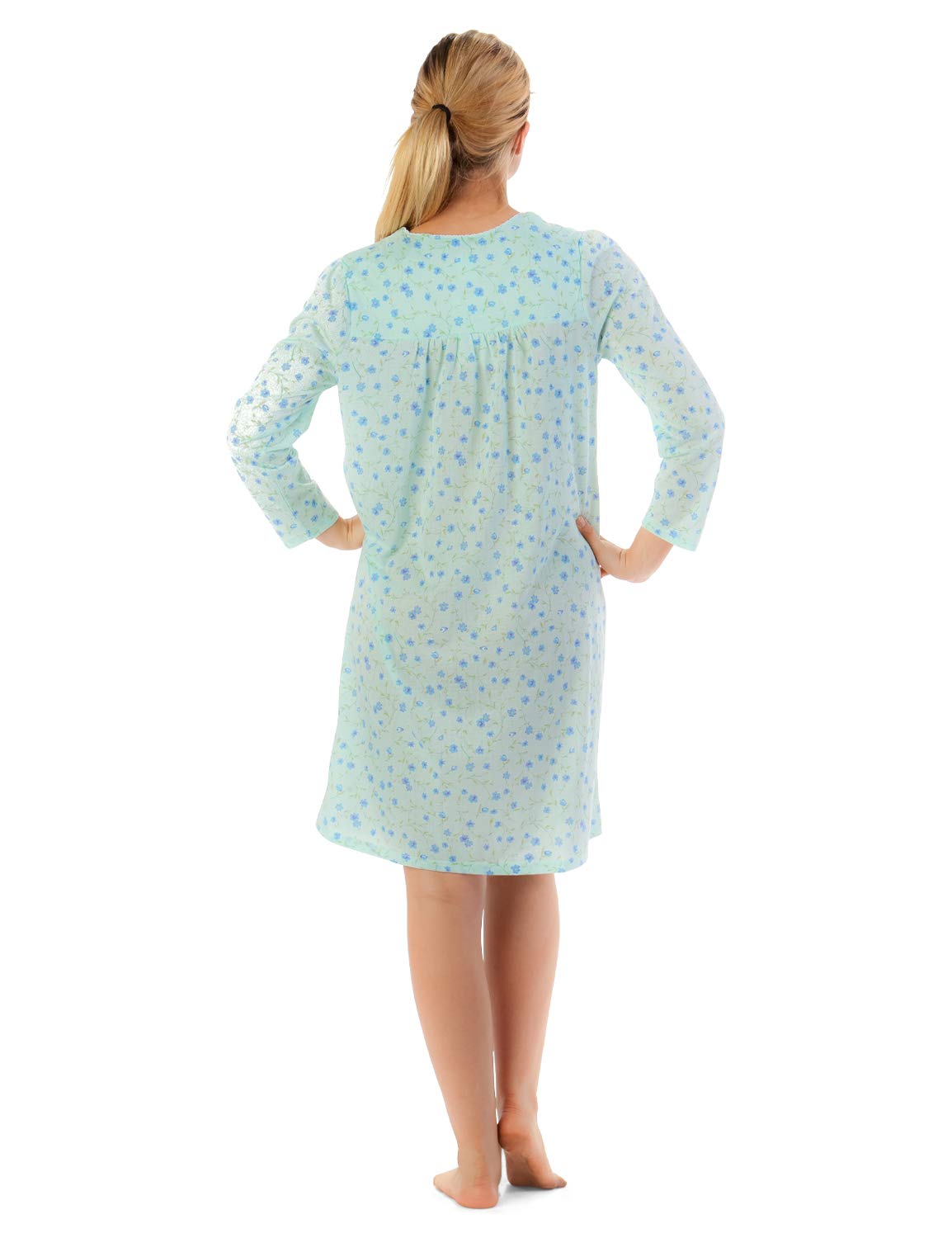 Women's Cotton Blend Long Sleeve Nightgown - Soft Henley Nightshirt for Comfortable Sleep & Lounge Wear | Cozy Home Relaxation & Bedtime Comfort