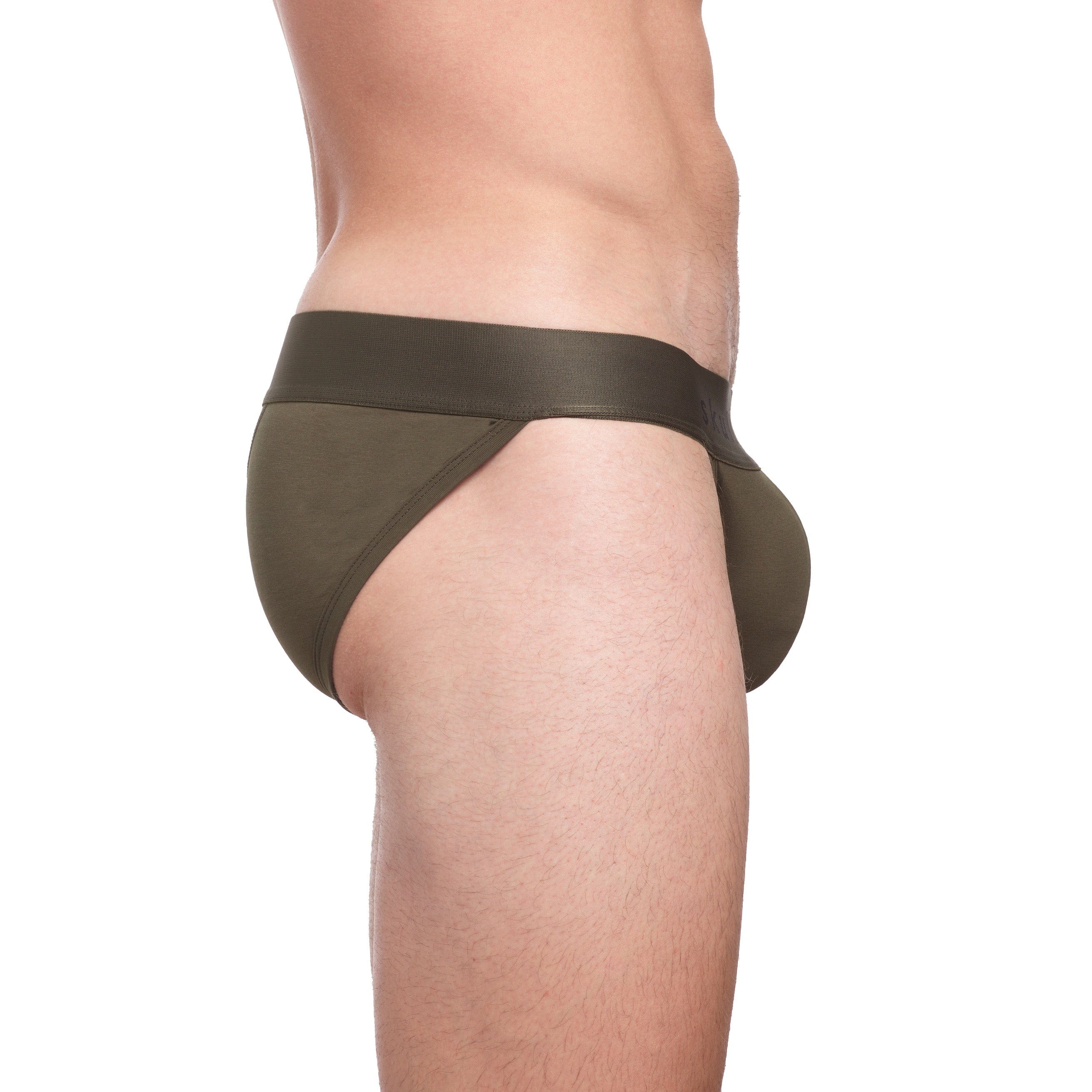 Just the Bones Sport Brief in Army Green - Comfortable Men's Underwear for Gym, Running & Active Lifestyle