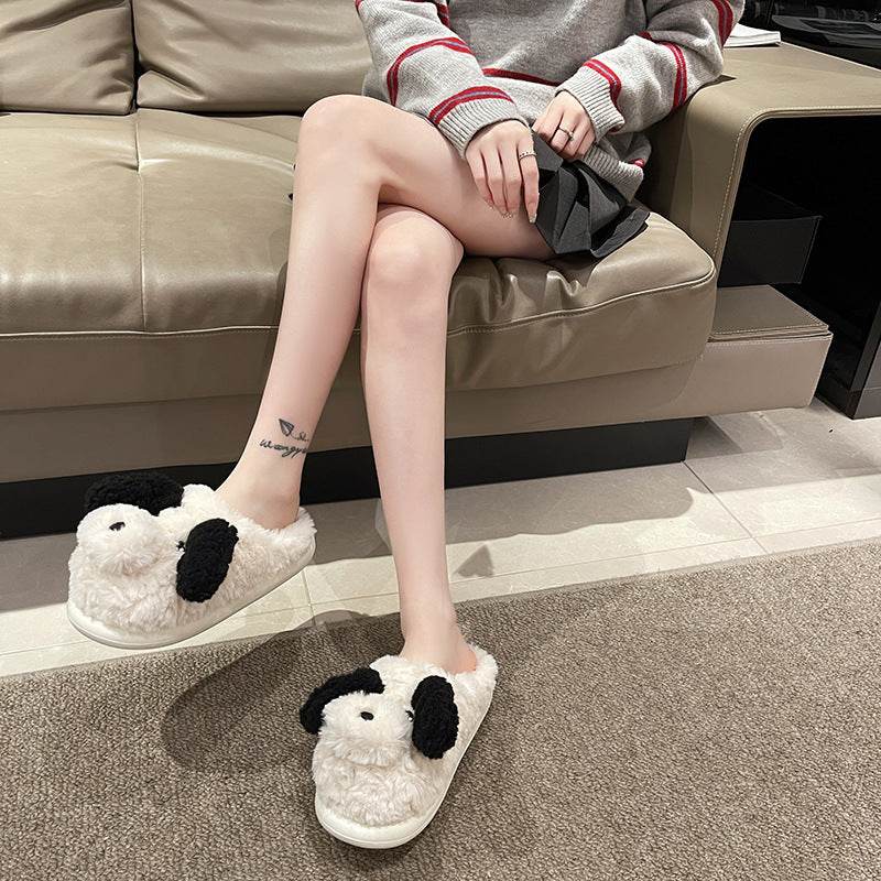 Cozy Fuzzy Puppy Plush Slippers - Soft Indoor House Shoes for Women & Girls | Cute Kawaii Animal Slippers for Home, Lounge, Dorm & Gift Giving