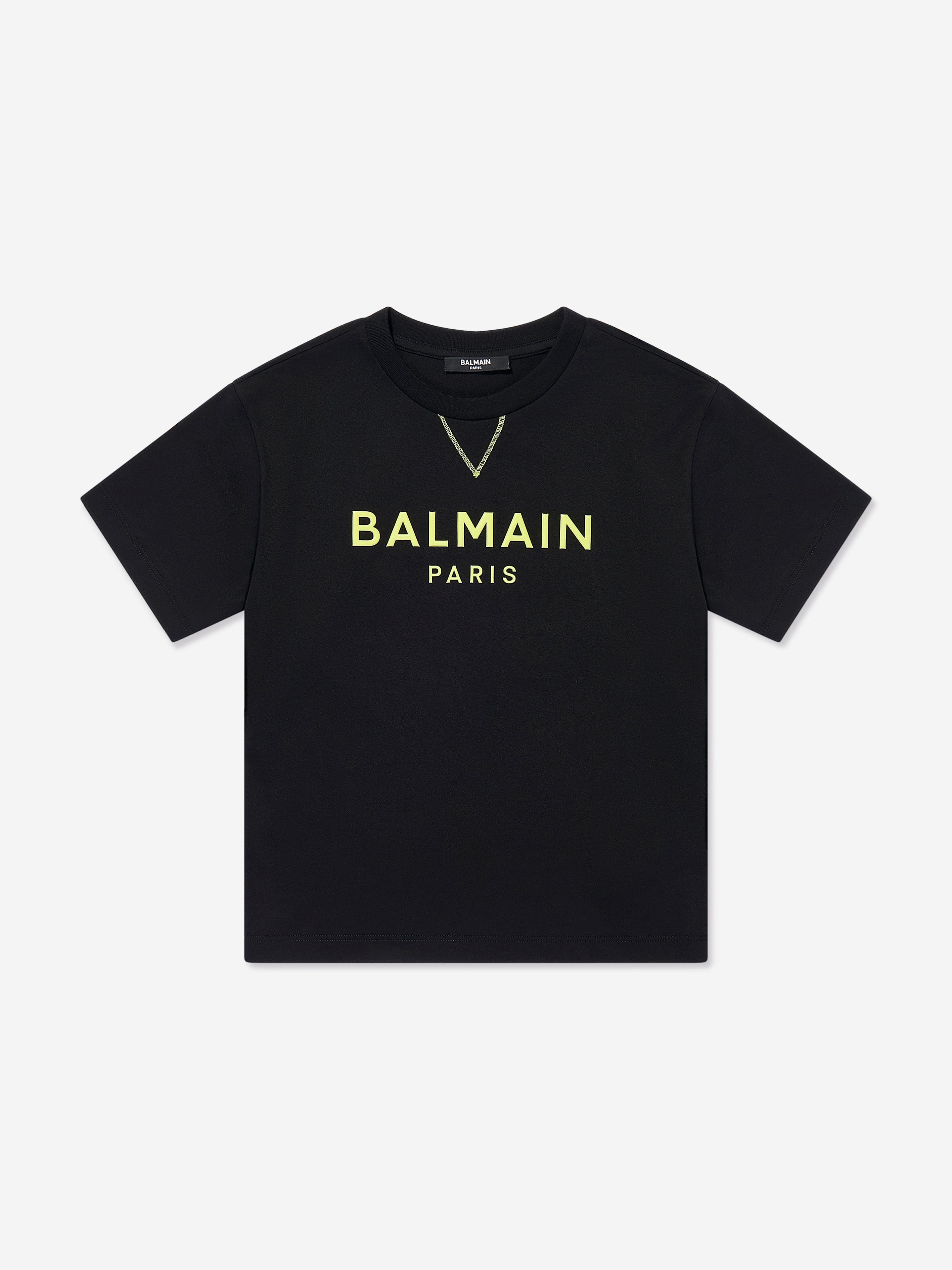 Balmain Kids Logo T-Shirt - Black Cotton Short Sleeve Tee for Boys & Girls | Perfect for Casual Wear, School, and Family Outings