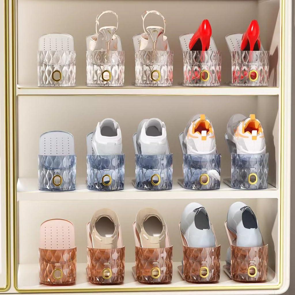 Transparent Shoe Slots Organizer Set - Anti-Slip & Space-Saving Shoe Display Rack for Closet Storage (30pcs, Silver) | Perfect for Organizing Sneakers, Heels & Boots in Bedroom, Entryway or Walk-in Closet