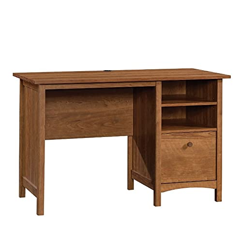 UrbanPro Single Engineered Wood Pedestal Desk in Prairie Cherry Finish - Modern Home Office Desk with Storage for Small Spaces | Perfect for Remote Work, Study & Writing