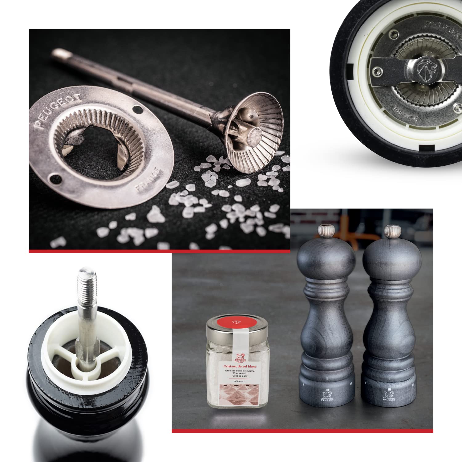 Peugeot Paris u'Select Adjustable Manual Salt Mill - Beechwood & Gloss Black Salt Grinder - Perfect for Kitchen, Dining Table & Gourmet Cooking