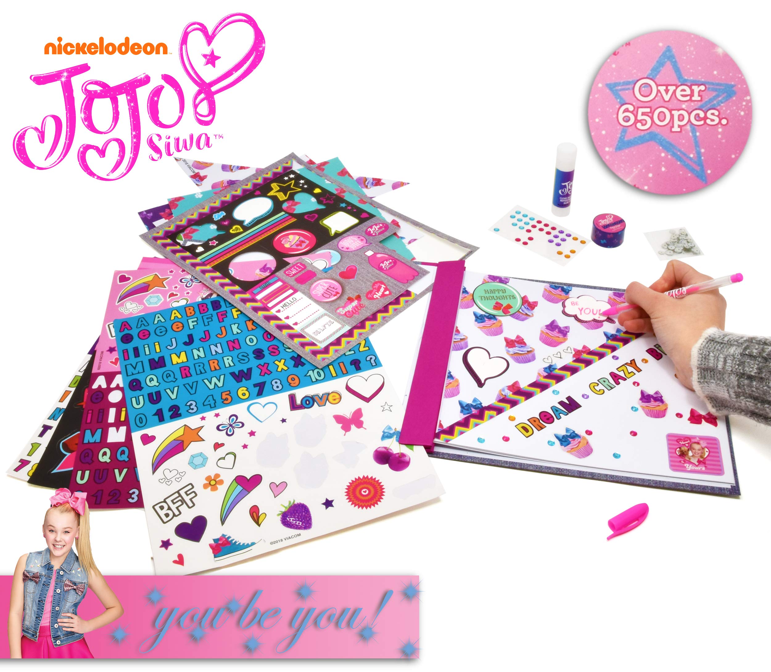 Jojo Siwa Scrapbook Kit with Stickers, Glitter Pens & Photo Album - Perfect for DIY Memory Books, Birthday Gifts & Teen Craft Projects