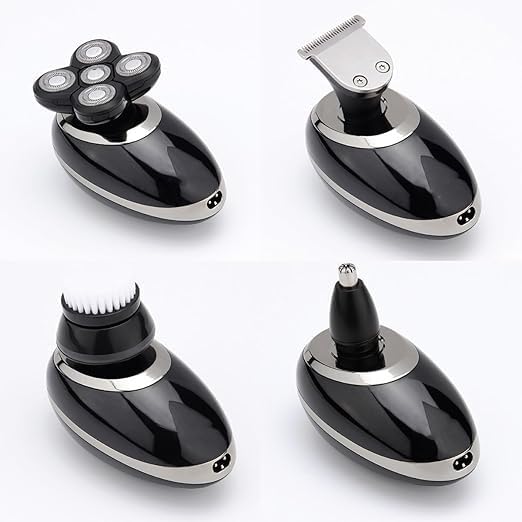 4-in-1 Electric Shaver for Bald Men - Waterproof Rechargeable Beard Trimmer, Nose Hair Trimmer & Grooming Kit | Perfect for Travel, Home & Gym Use