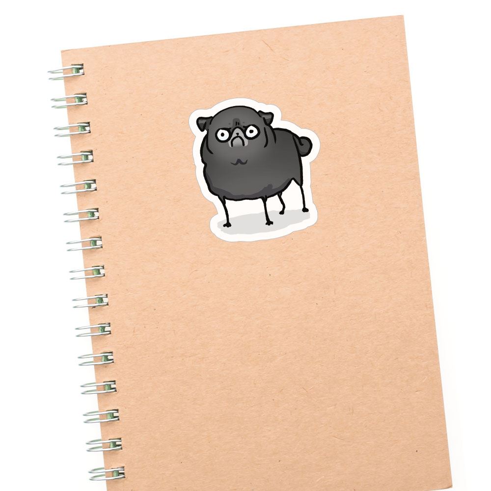Angry Pug Black Vinyl Sticker Decal - Waterproof & Durable for Laptops, Cars, Tumblers & DIY Crafts