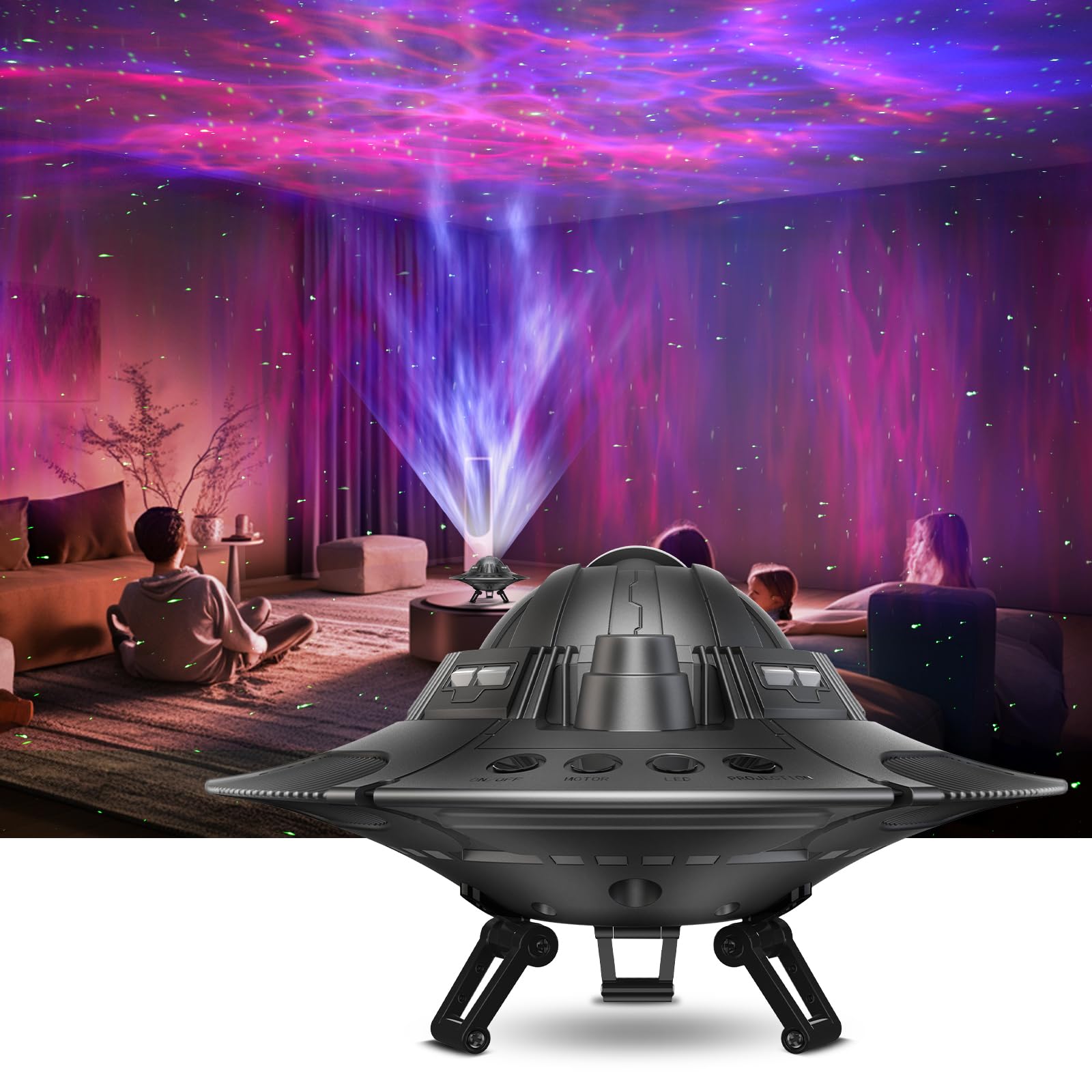 Galaxy Projector for Bedroom - UFO Star Projector with LED Nebula Lights, Night Light for Kids & Adults, Aesthetic Room Decor - Perfect for Christmas, Birthday & Valentine's Day Gifts - Create a Relaxing Starry Sky Ambiance for Sleep, Meditation & Romantic Nights
