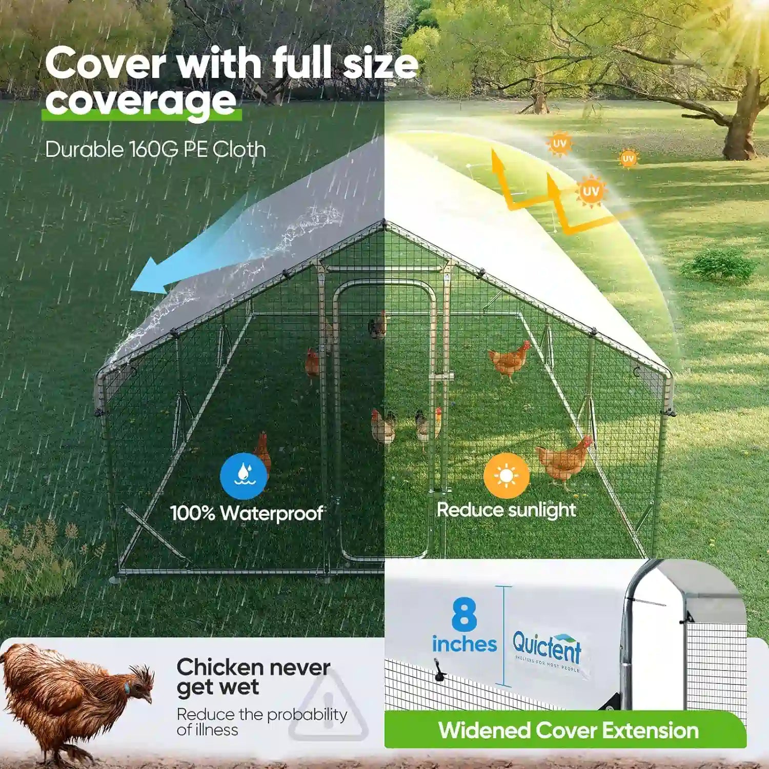 Large Metal Chicken Coop Run - Durable Outdoor Poultry Pen for Hens & Roosters - Perfect for Backyard Farming & Free Range Chicken Keeping