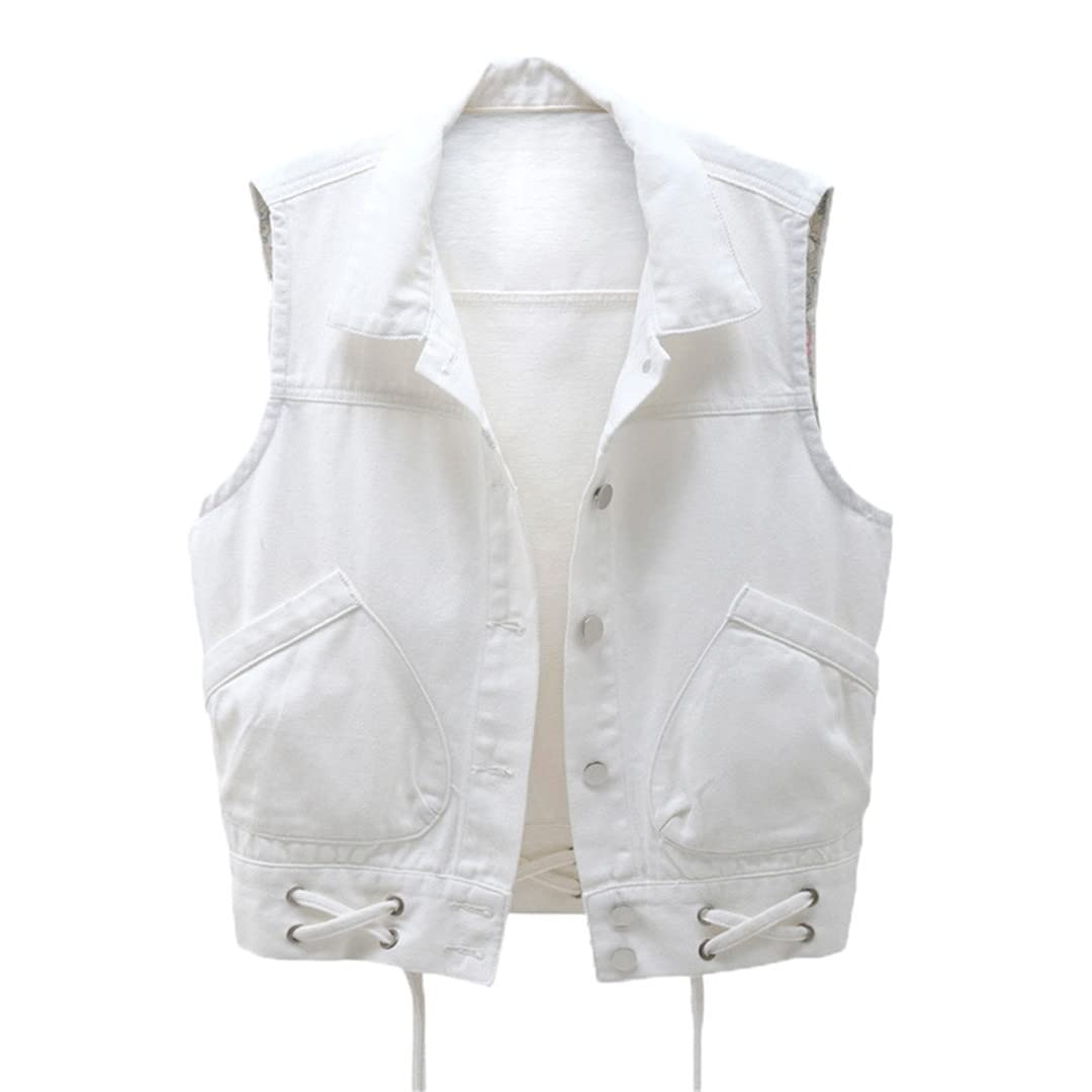Women's Denim Vest Jacket - Sleeveless Summer Waistcoat with Pockets | Casual Outerwear for Street Style, Music Festivals & Layering Outfits