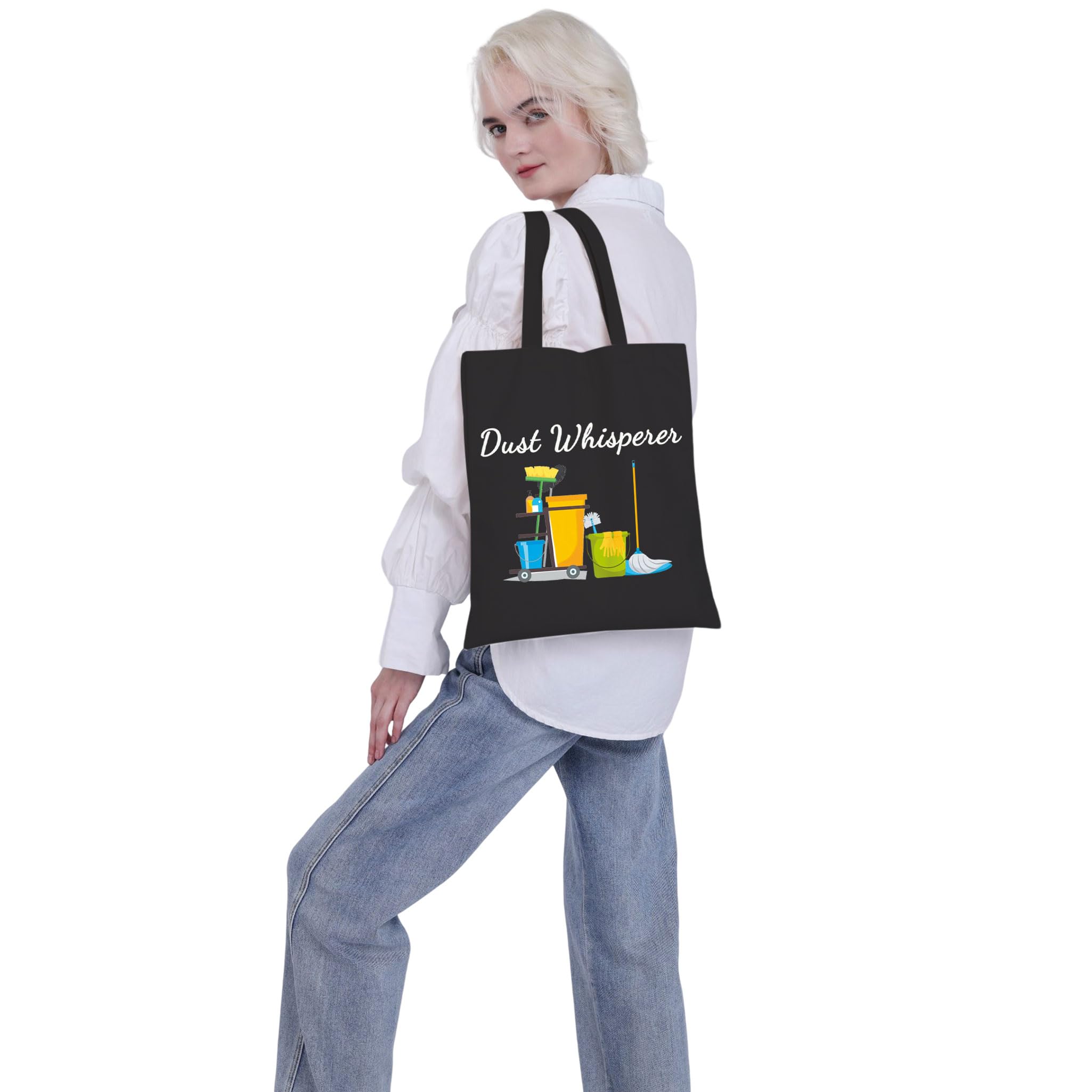 VAMSII Dust Whisperer Tote Bag - Premium Housekeeper Appreciation Gift for Cleaning Crew, Housekeeping Staff & Cleaning Women - Durable Shopping Bag for Work & Home Use - Perfect for House Cleaners, Janitors & Cleaning Professionals