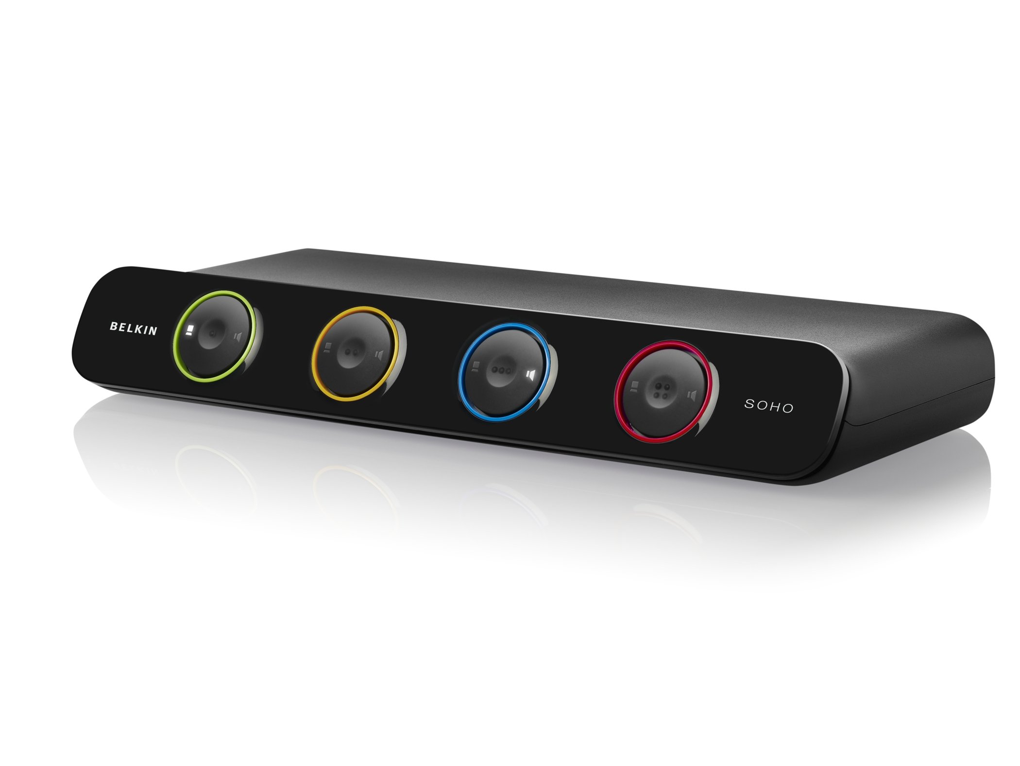 Belkin F1D086Uea SOHO Series 4-Port USB/VGA KVM Switch with Audio, Built-In USB Hub & Cables - Perfect for Home Office & Multi-Computer Workstations