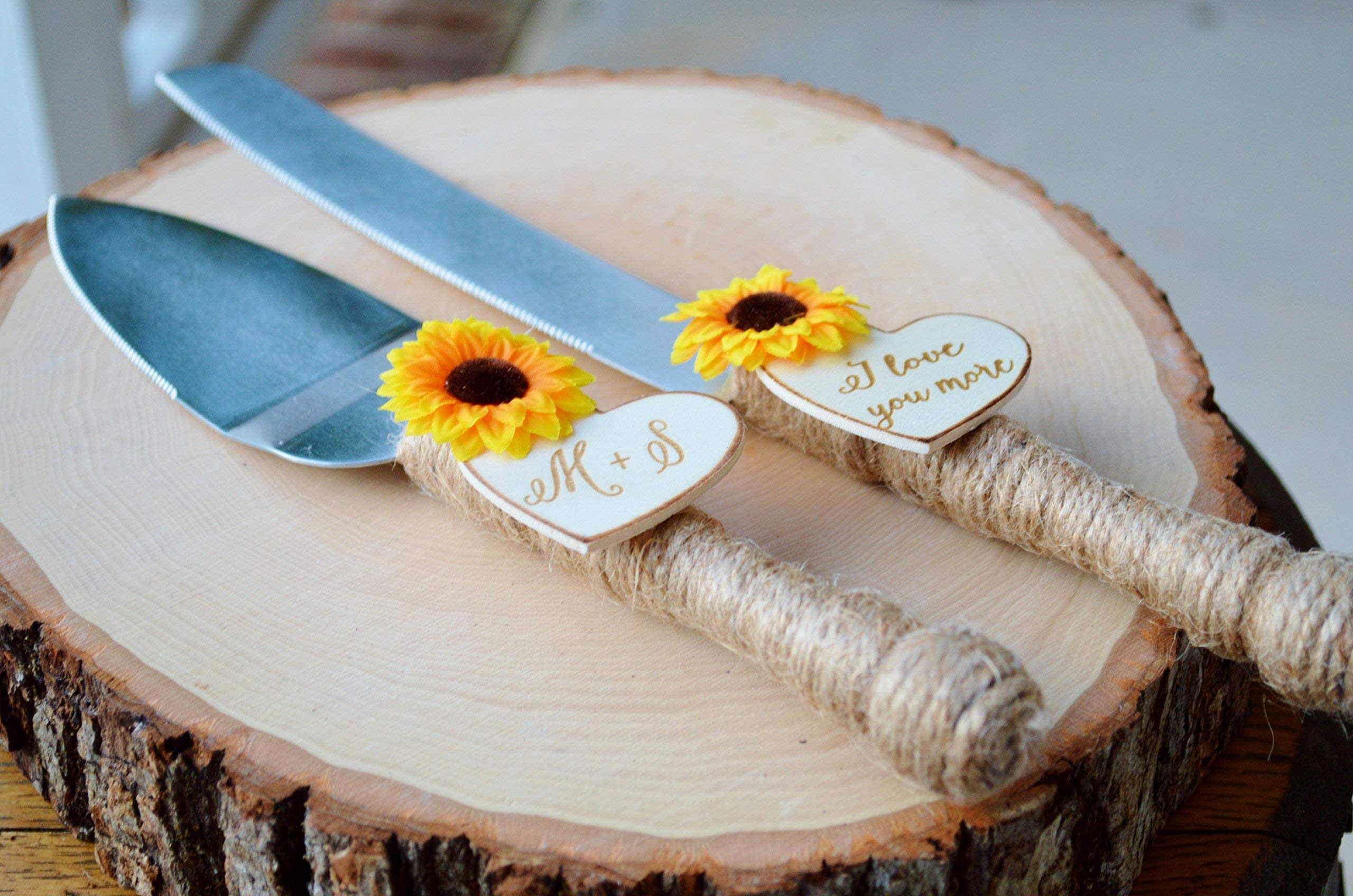 Personalized Sunflower Wedding Cake Knife Set - Fall Wedding Cake Cutter with Engraving - Perfect for Autumn Weddings, Bridal Showers & Anniversary Celebrations