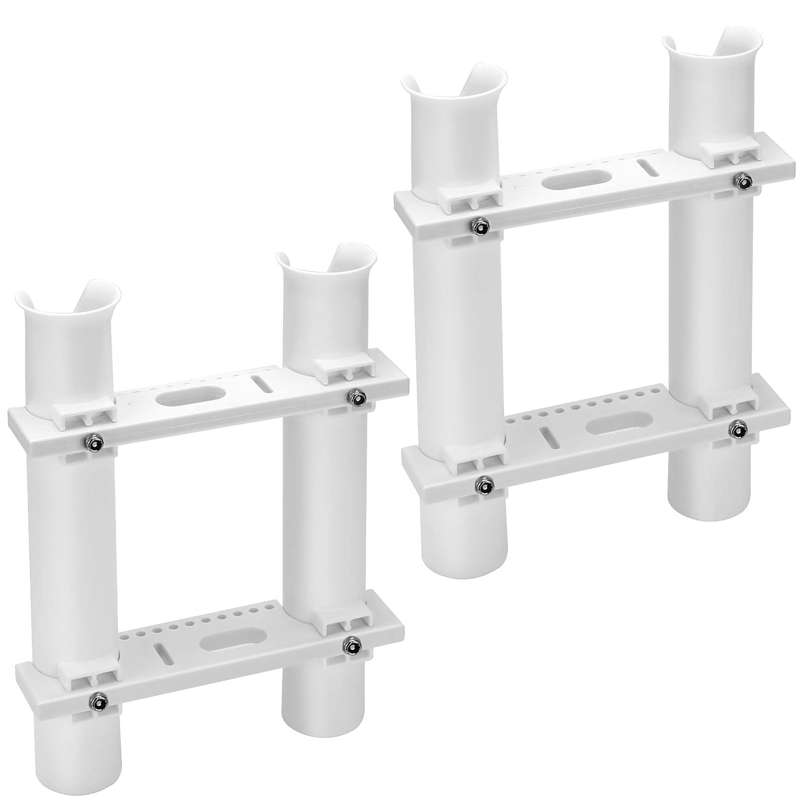 SEUNMUK 2 Pack Plastic Fishing Rod Holder with 2 Tubes, Tool Slots & Mounting Hardware - Boat, Kayak, Garage Storage Organizer for Anglers | Perfect for Marine, RV & Home Fishing Gear Organization