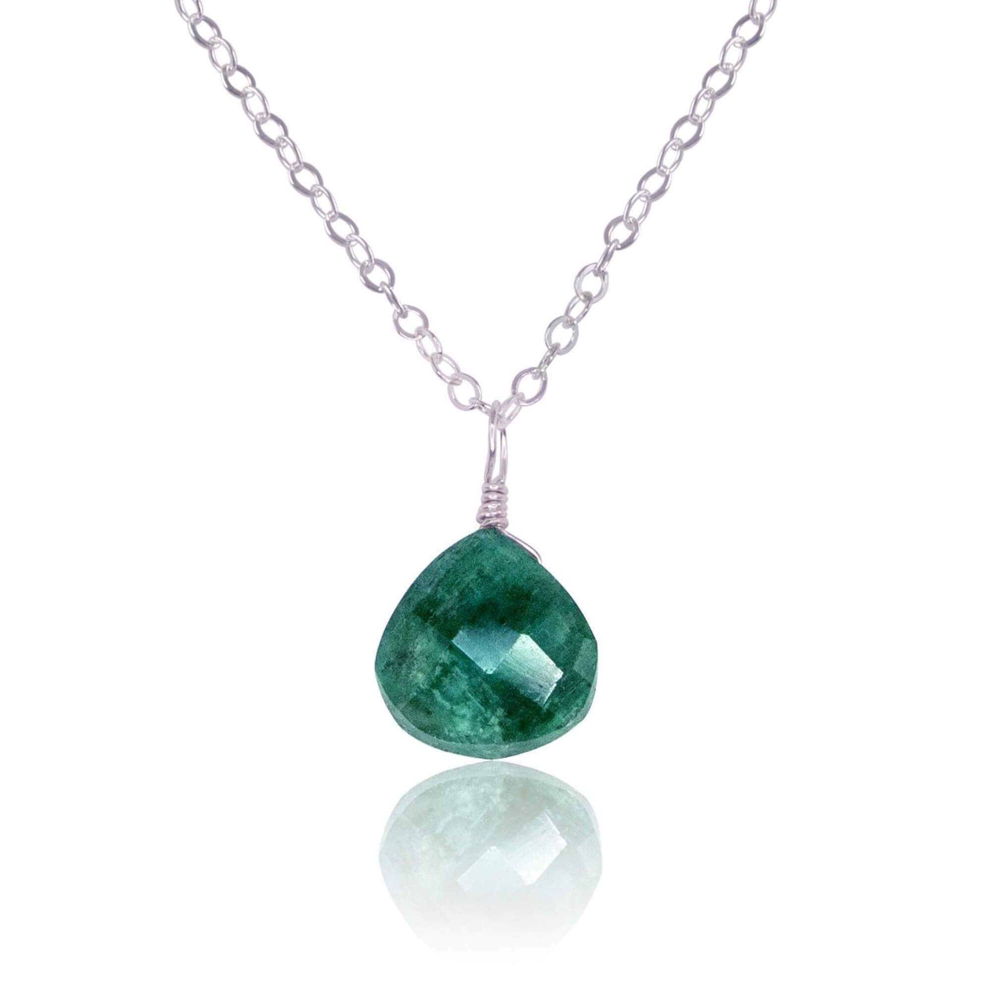 Tiny Emerald Teardrop Crystal Pendant Necklace - Elegant Green Gemstone Jewelry for Women | Perfect for Weddings, Parties & Special Occasions