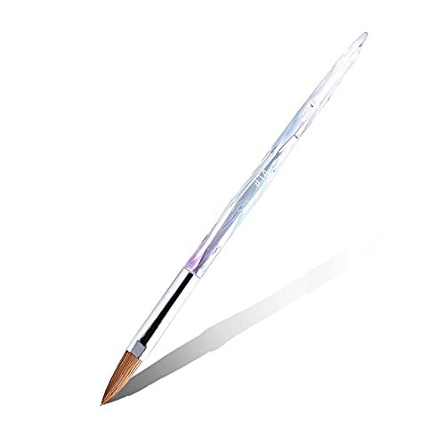 Kolinsky Nail Art Brush for Acrylic Nails - Oval Crimped Diamond Design Handle with Silver Ferrule - Professional 14# Nail Painting Brush (1 Piece) - Perfect for Salon, DIY Manicures & Nail Art Designs