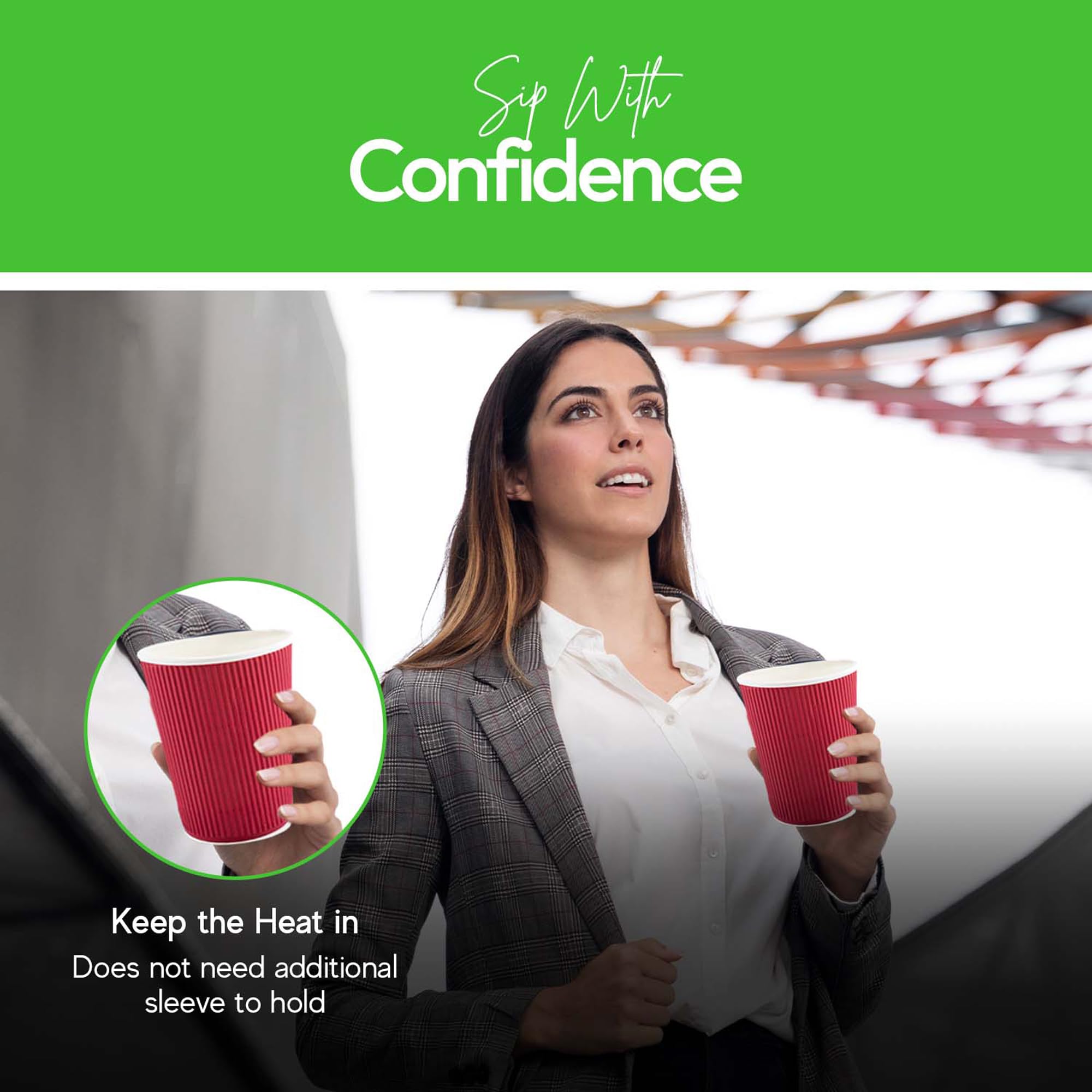 500 Pack 12 oz Disposable Coffee Cups with Ripple Wall - Insulated Paper Hot Cups for Coffee, Tea & Hot Beverages - Rolled Rim Design, Lids Sold Separately (Crimson) - Perfect for Cafes, Offices & Catering Events