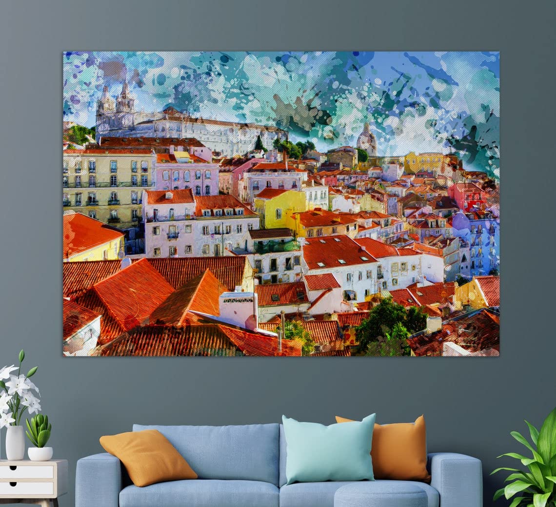 Lisbon Canvas Print - Portugal Wall Art Painting for Home & Office Decor | Scenic Lisbon Cityscape Artwork
