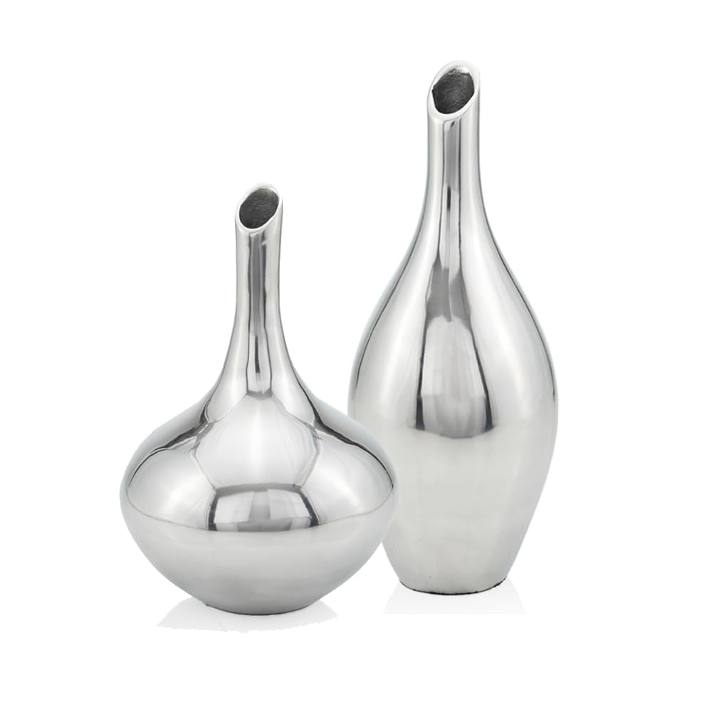 Modern Day Accents 5793 Slim Narrow Neck Silver Flower Vase - 12