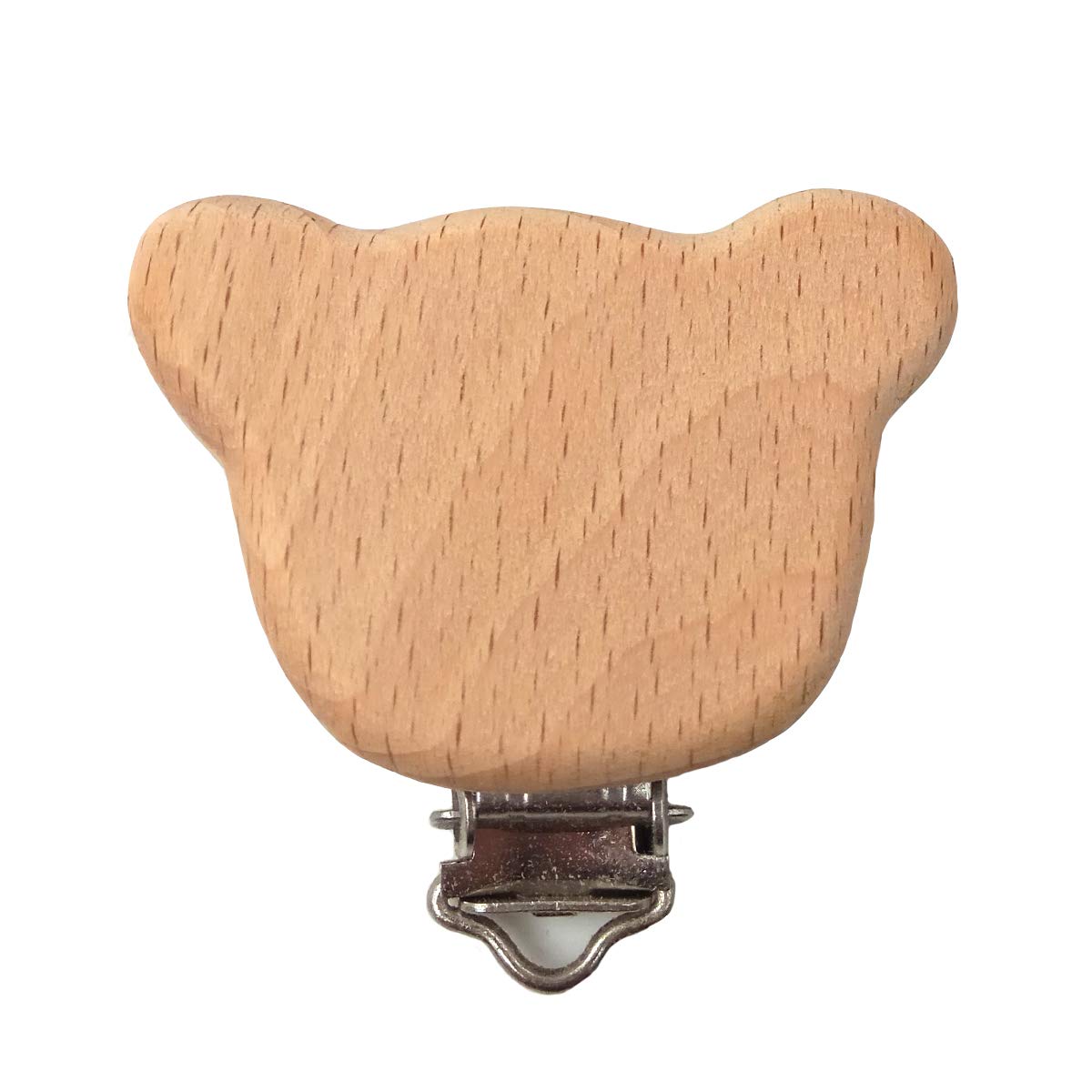 10pcs Natural Wooden Pacifier Clips - Cute Animal Shaped Beech Wood Pacifier Holder with DIY Beading - Safe & Durable for Babies (Bear Design) - Perfect for Nursery, Baby Showers & On-the-Go Parenting