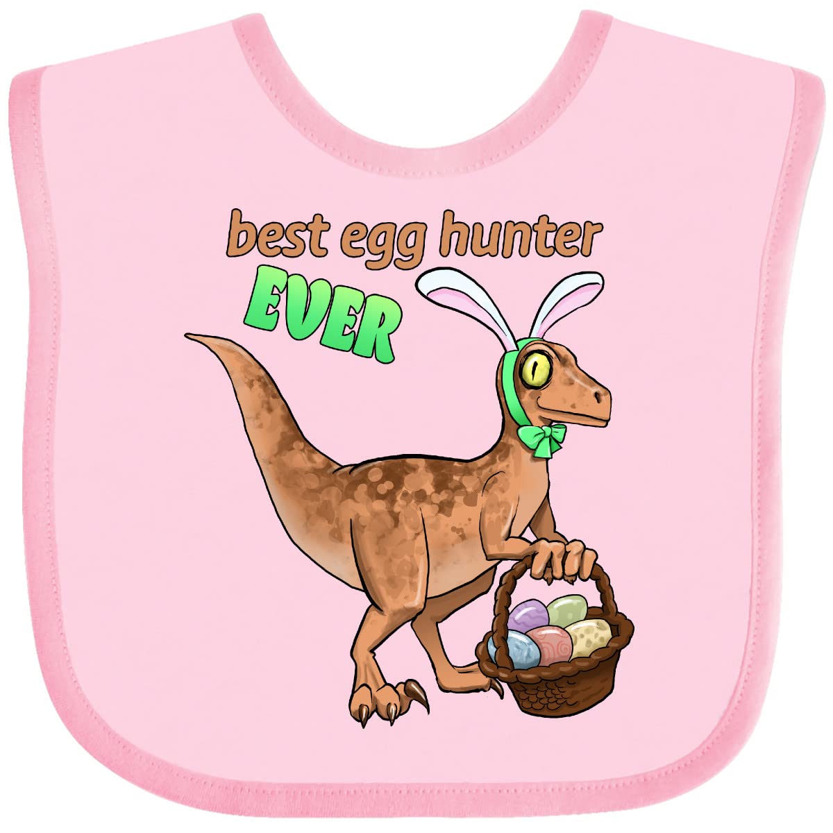 Inktastic Best Egg Hunter Ever Easter Dinosaur Baby Bib - Adorable Dino Design for Easter Egg Hunts & Baby Feeding - Perfect Gift for Infants & Toddlers
