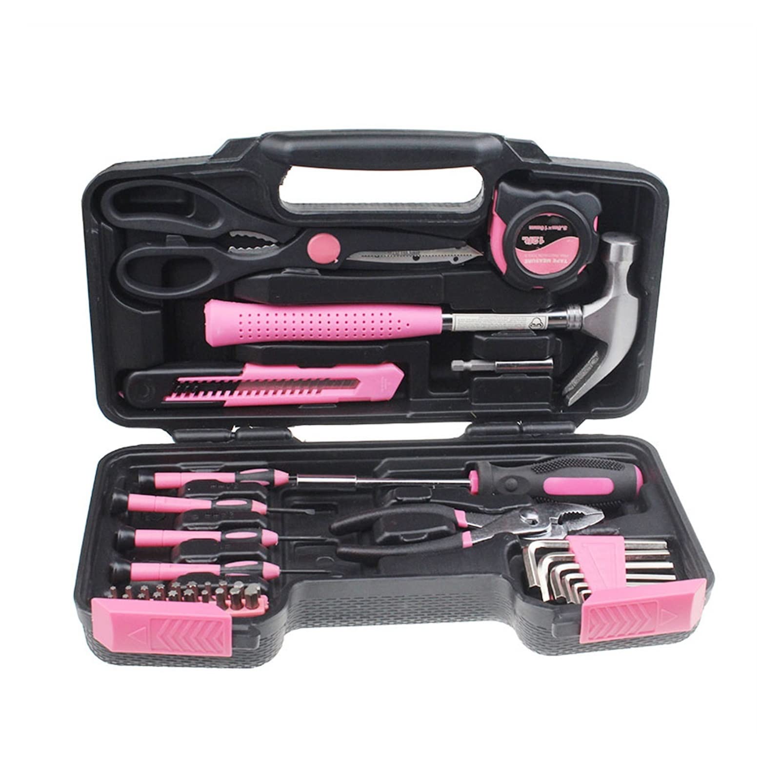 MGRAS 39-Piece Pink DIY Home Tool Kit with Hard Storage Case - Essential Hand Tools for Household Repairs, Crafting, and DIY Projects