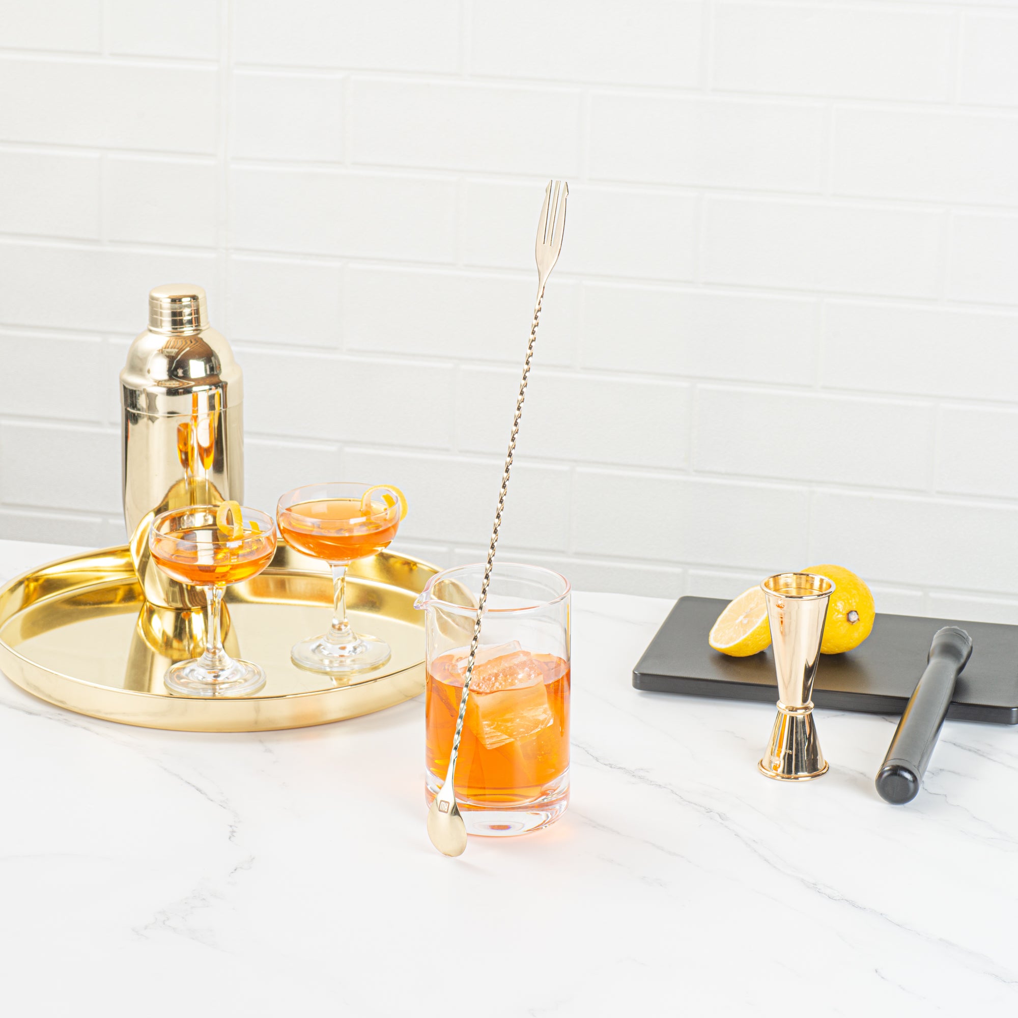 Premium Gold Plated Stainless Steel Trident Bar Spoon - 16