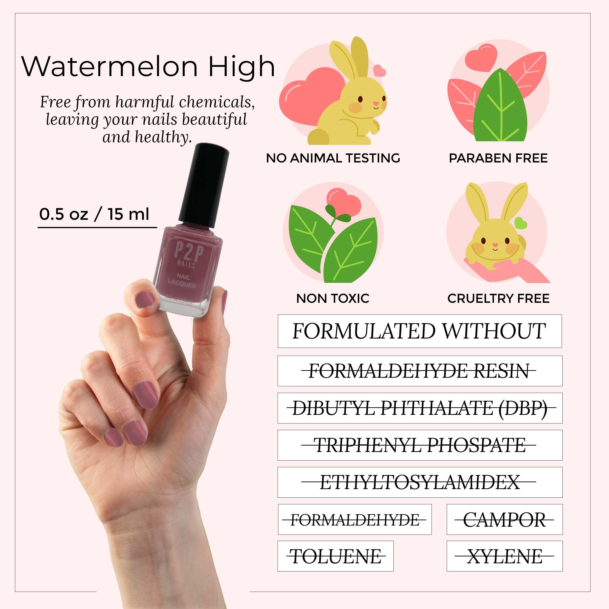 Purple Nail Polish - Long Lasting All Season Salon Quality Nail Lacquer with Natural Shine (Watermelon High) - Perfect for Manicures, Pedicures & Nail Art Designs