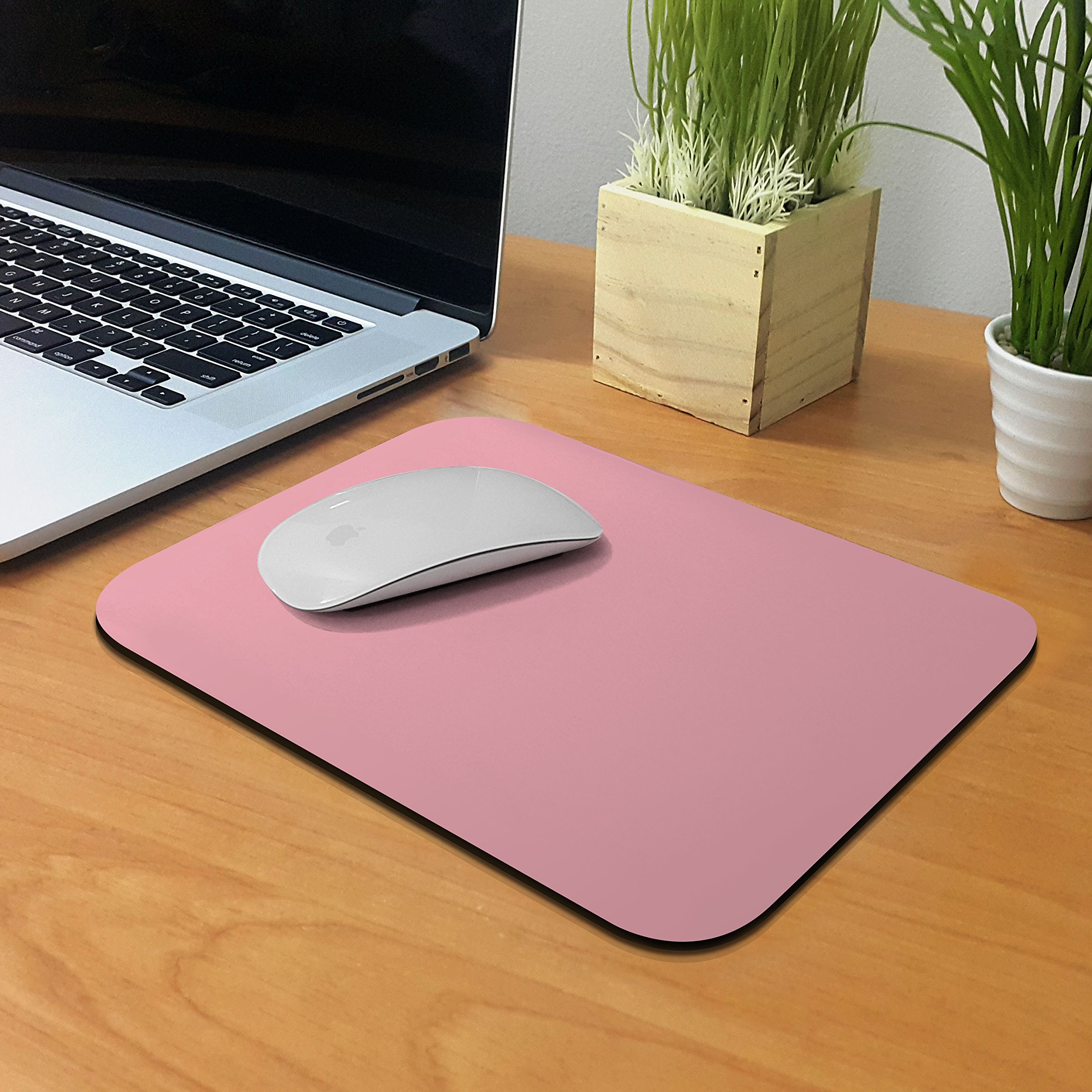 Non-Slip Rectangle Mouse Pad - Light Pink Gaming & Office Desk Mat - FINCIBO Ergonomic Computer Mousepad for Home, Work, PC, Laptop (Perfect for Gaming, Office Work, and Daily Computer Use)