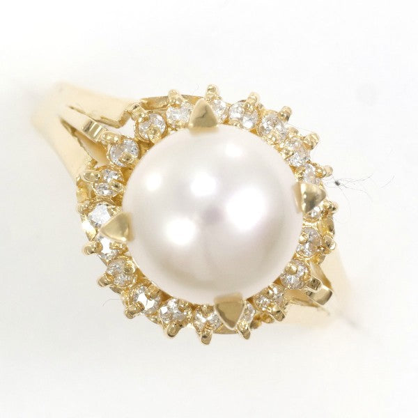 18K Yellow Gold Pearl Diamond Ring for Women - Elegant Bridal Jewelry, Wedding & Engagement Gift - Perfect for Anniversaries, Parties & Special Occasions